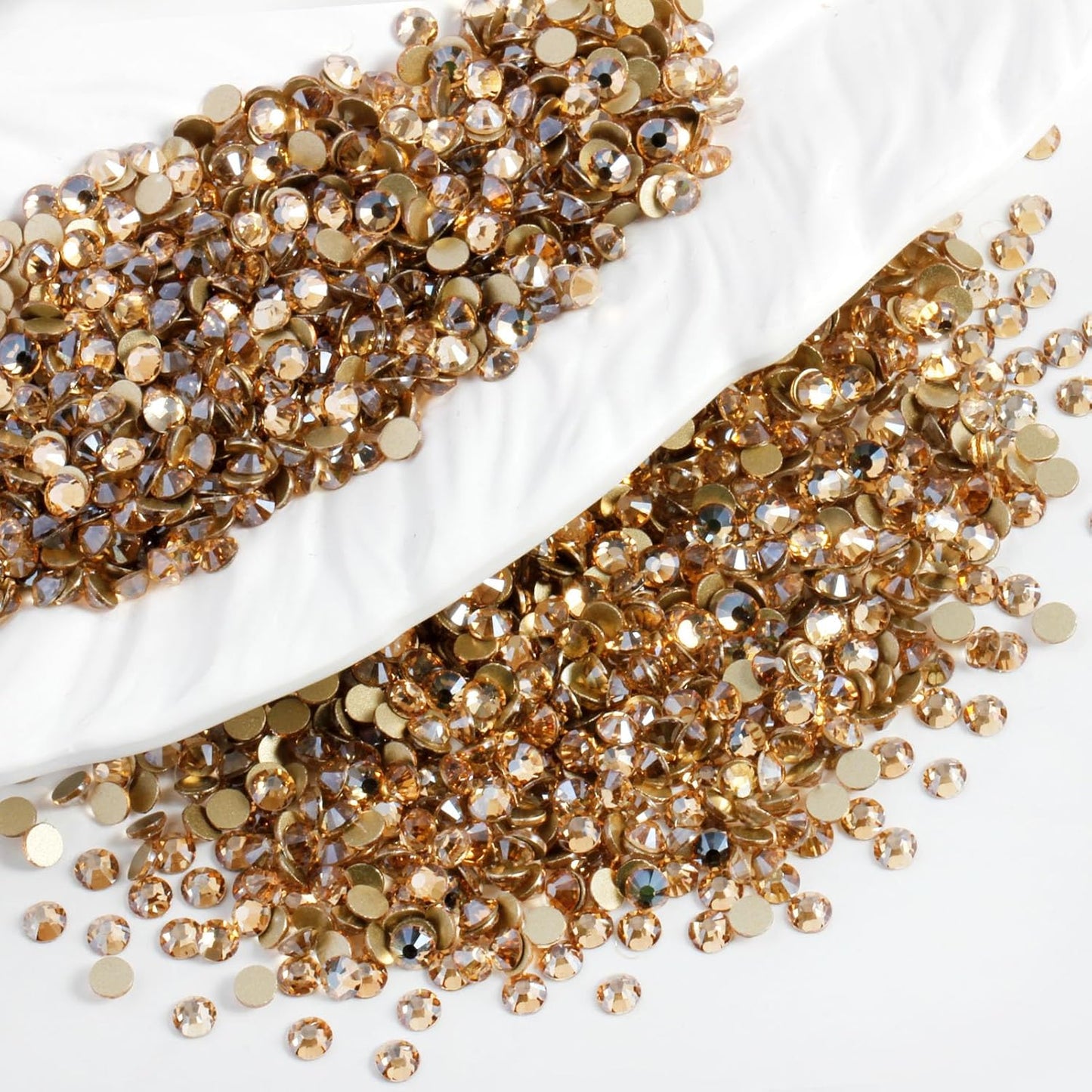 3000 PCS SS8 Flatback Rhinestones,12-Facet Diamond-Cut Glass Gems for Nail Art,Clothing,DIY Crafts,Glue-On Decoration Stones with Silver Backing,Golden Shadow