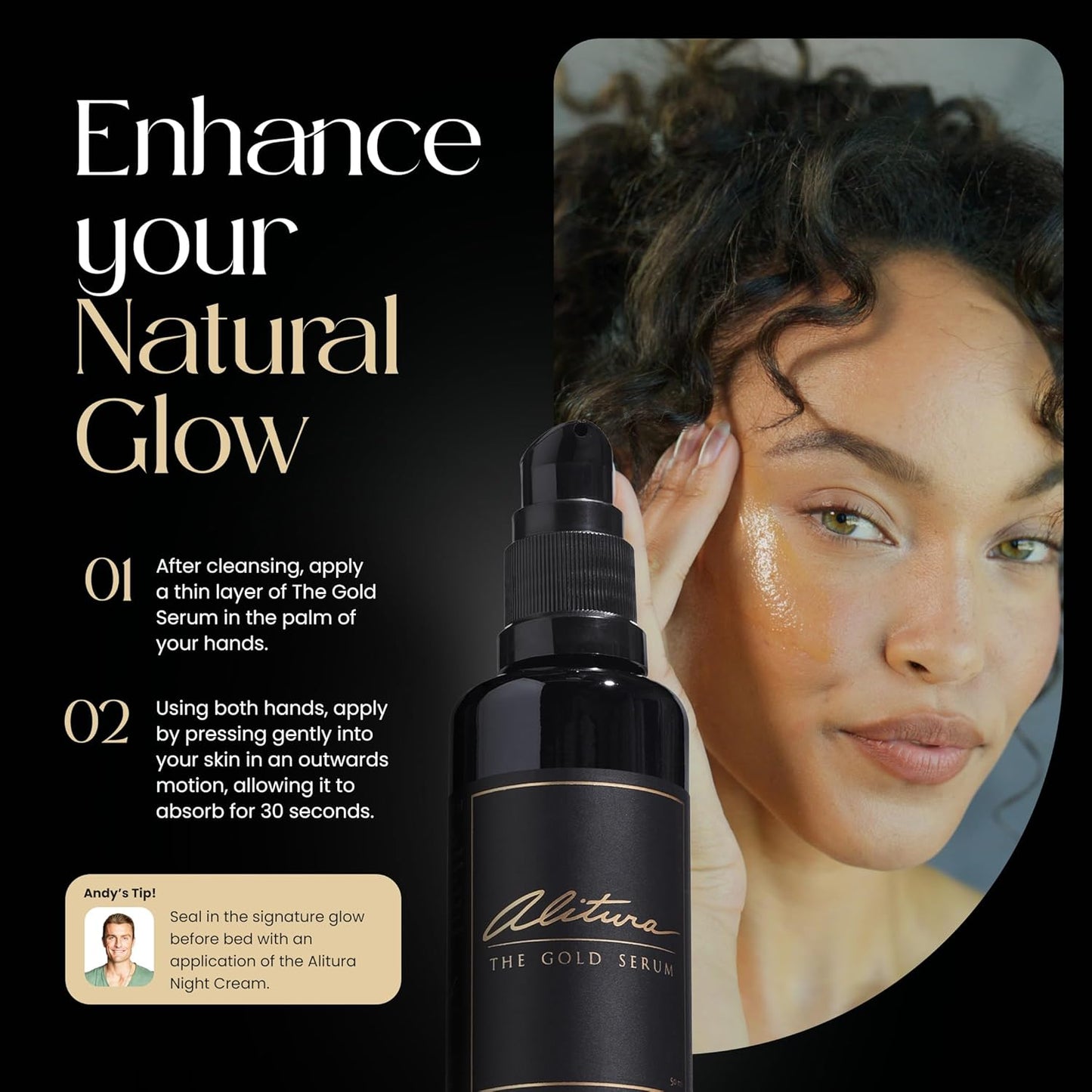 Alitura Anti-Aging Peptide & Collagen Gold Serum for Face – with Vitamin A, CoQ10 & Astaxanthin – Korean-Inspired Hydrating Serum for Wrinkles, Radiance & Firmness – 100ml