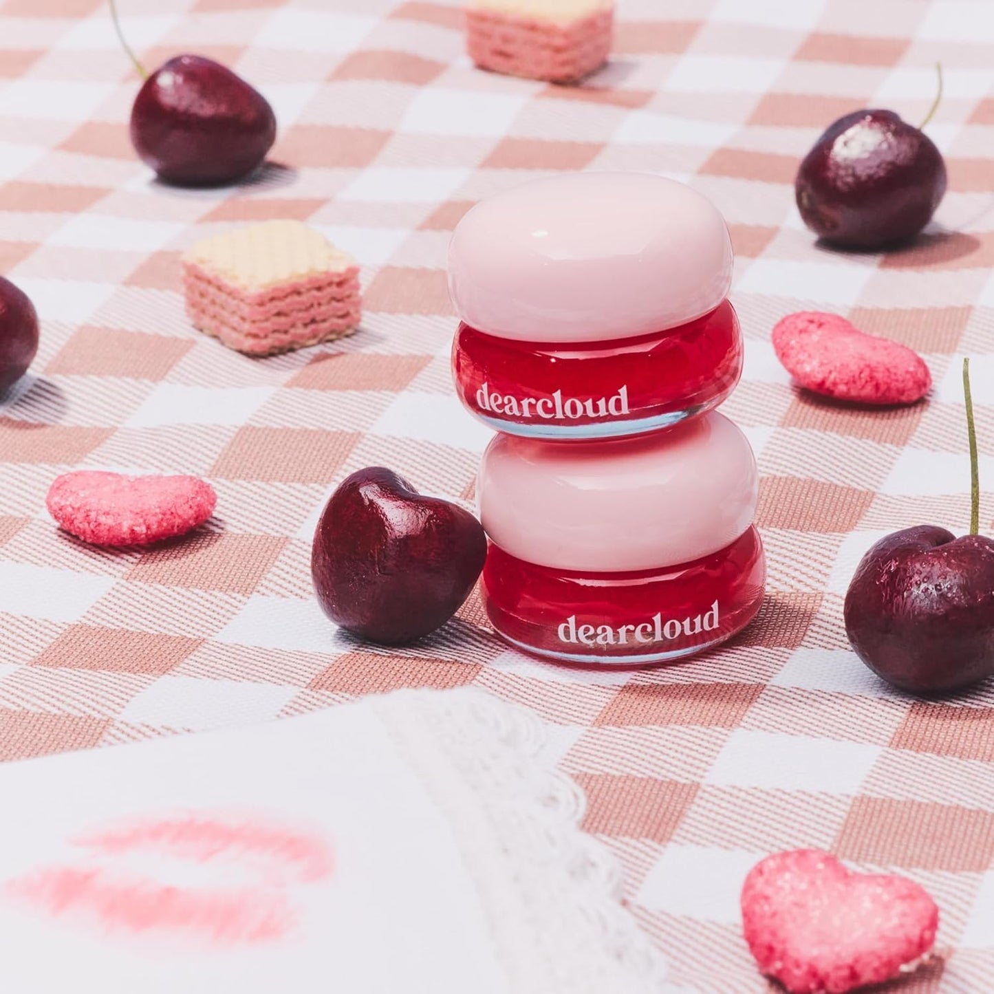 dearcloud Dewy Lip Jam – Hydrating Lip Balm & Gloss with Vitamin E, Korean Skincare (Deep Cherry)