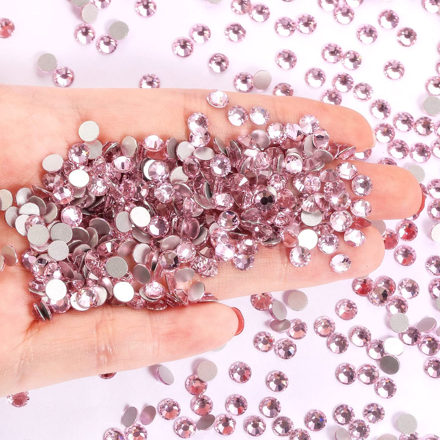 1440Pcs Light Pink Crystal Rhinestones,Glass Flatback Rhinestones Gemstones Mini for Nail Face Makeup Art Crafts Clothes Decoration -(SS8,2.4mm,Light Pink)