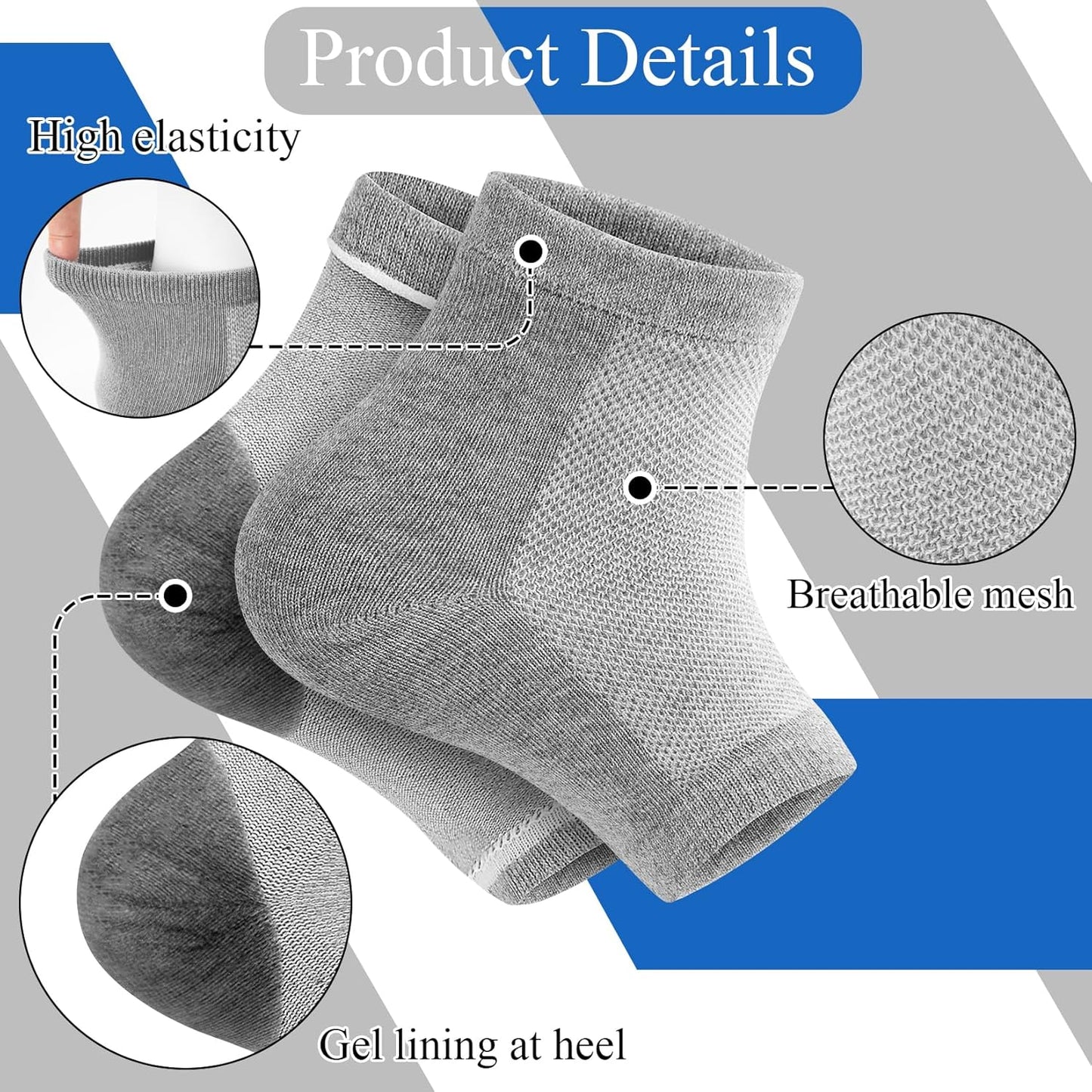 Moisturizing Socks,12 Pairs toeless Socks for Women for Dry Cracked Heel Treatment,Cracked Heel,msilicone Socks for Women