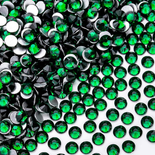 288Pcs Dark Green Crystal Rhinestones,Glass Flatback Rhinestones Gemstones for Nail Face Makeup Art Crafts Clothes Decoration -(SS30,6.5mm,Dark Green)