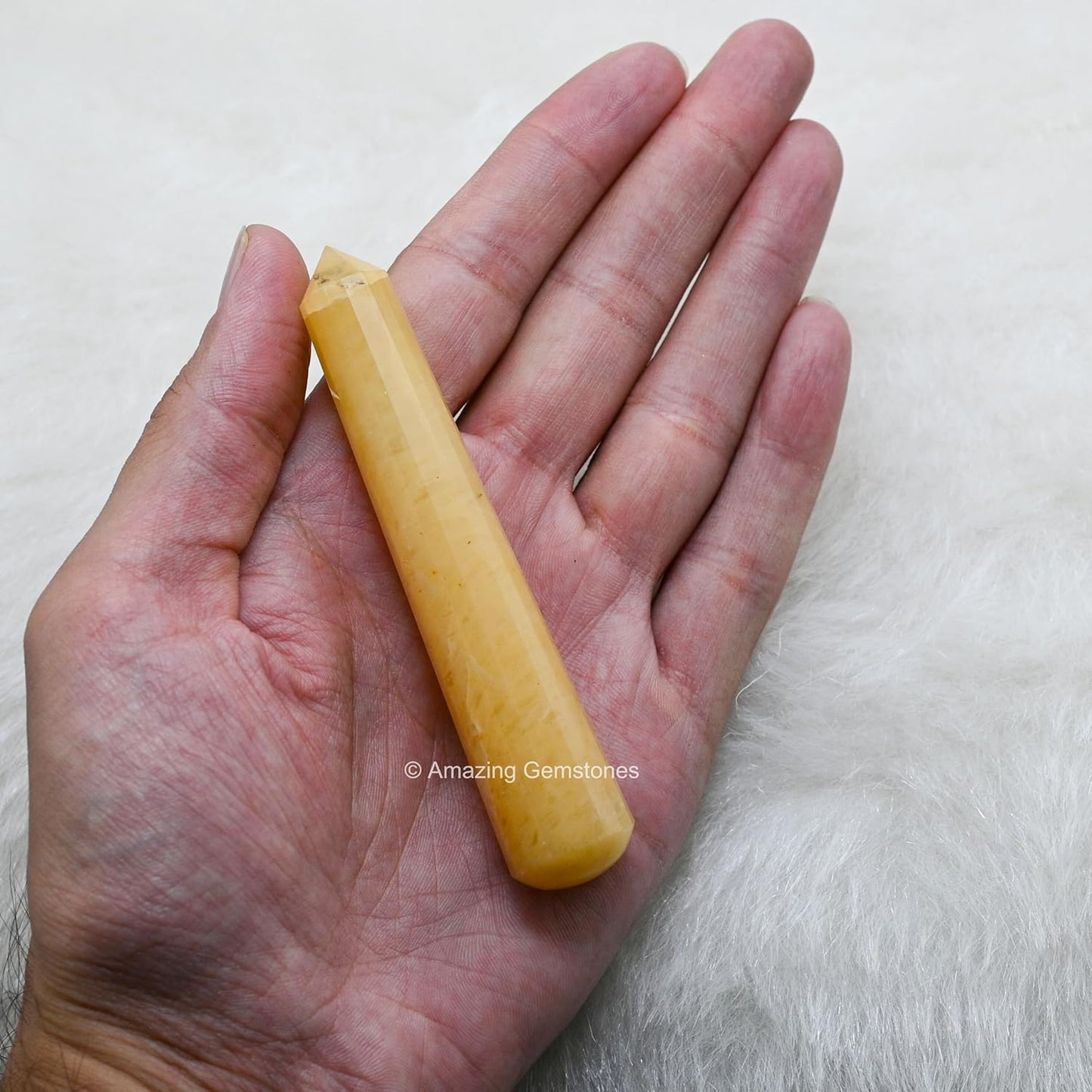 Amazing Gemstone Yellow Aventurine Crystal Wand Massage Stick - Pelvic Wand Gua Sha for Adults - Crystals and Healing Stones Massage Wands for Adults Gifts (Pointed)