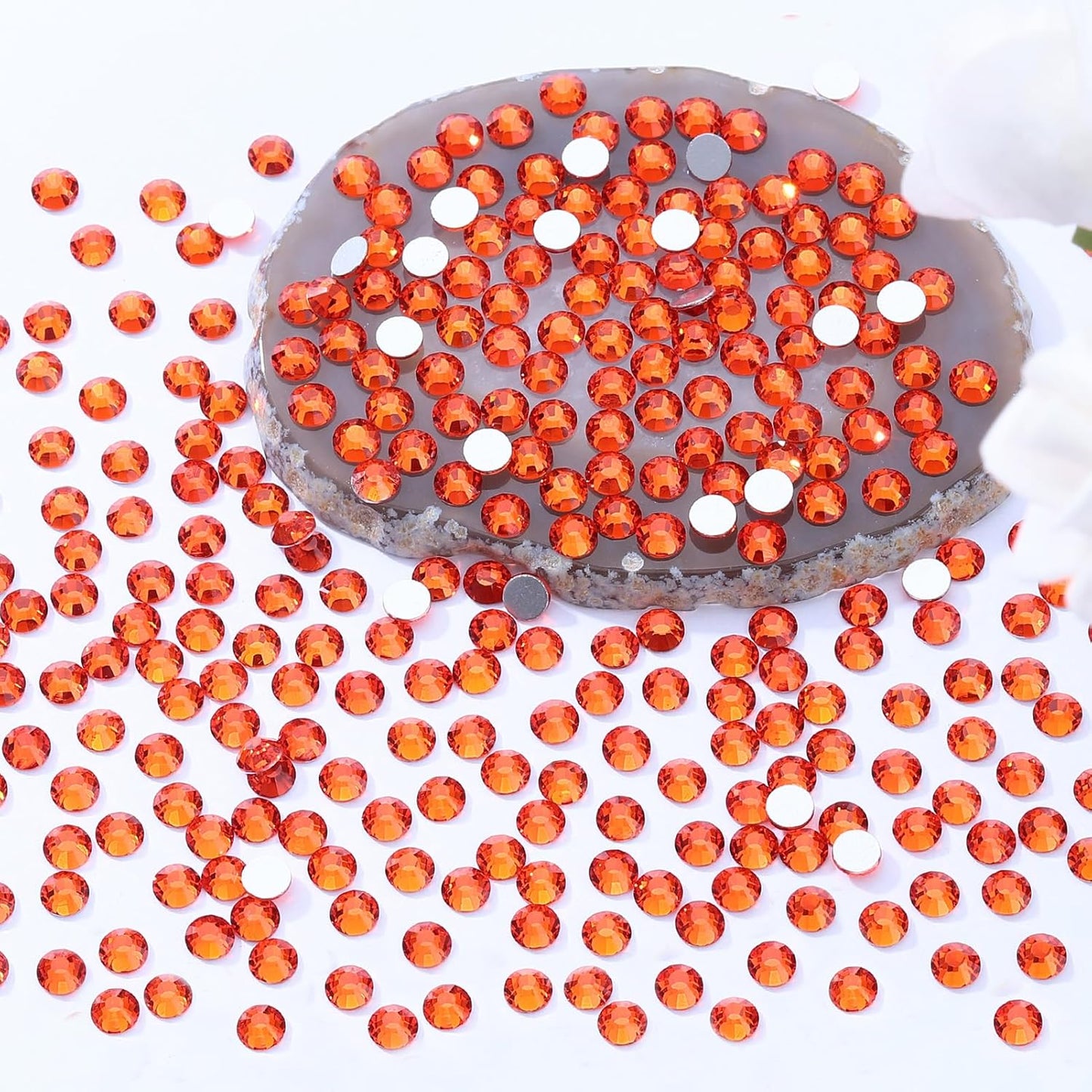 Hyacinth Flatback Rhinestones, Glass Rhinestones for Nail Art and Craft, Glue Fix, Loose Crystal Gemstones(Orange, SS12, 2880pcs, 2.9-3.0mm)