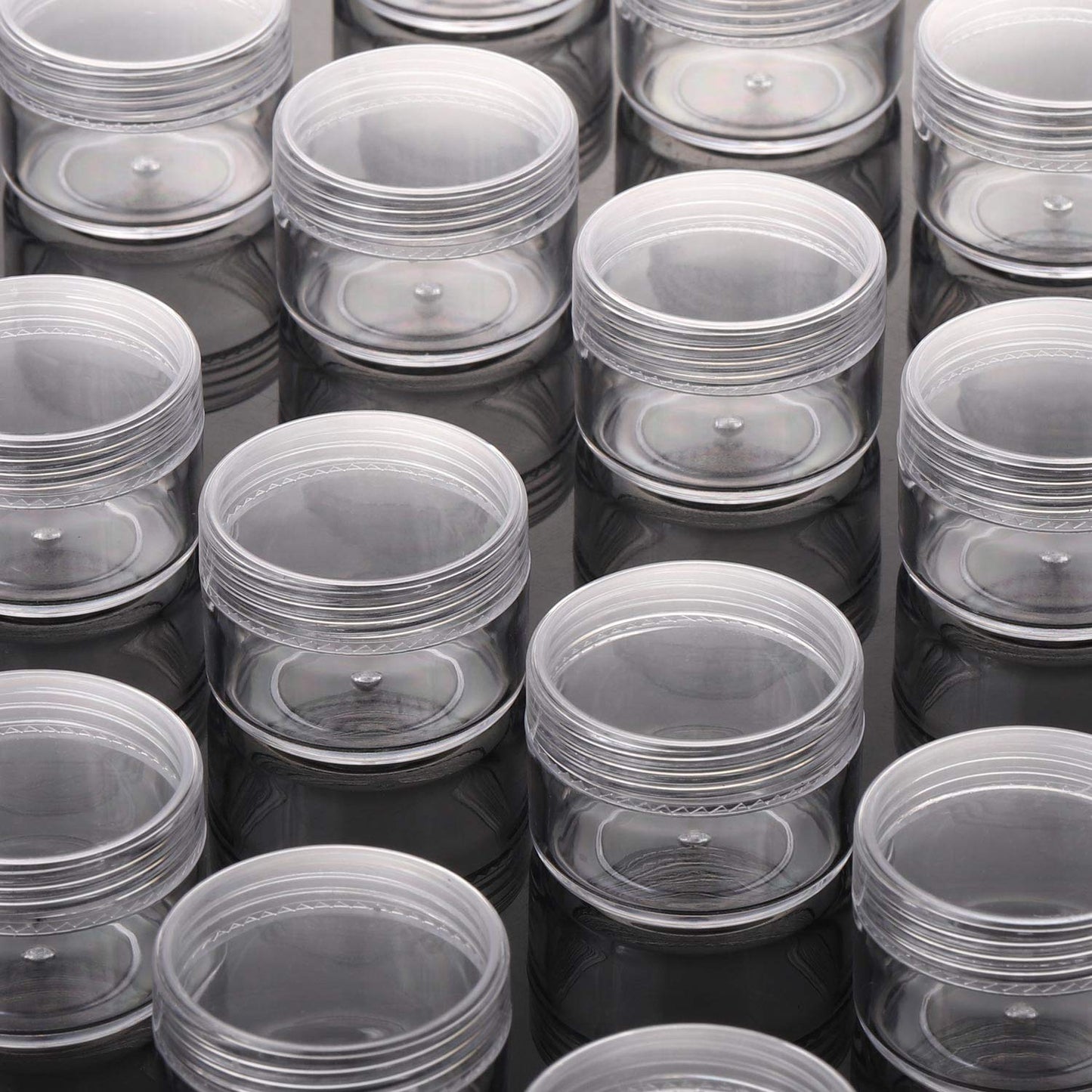 100 Count Refillable Sample Containers with Lids Cosmetic Jars 15 Gram Empty Cream Jars Leak Proof Makeup Containers for Traveling - Clear