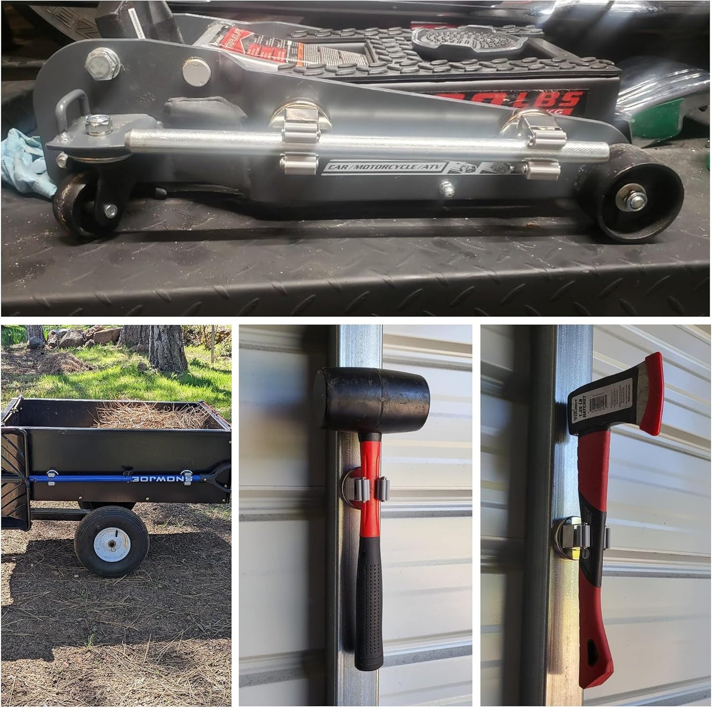 ULIBERMAGNET Magnetic Mop Broom Holder,Heavy Duty Movable Magnetic Tools Holder,Anti-slip Magnetic Mounted Utility Storage Mop Shovel Hanger for Garage, Kitchen, Laundry, Garden(4 Pack/Silver)