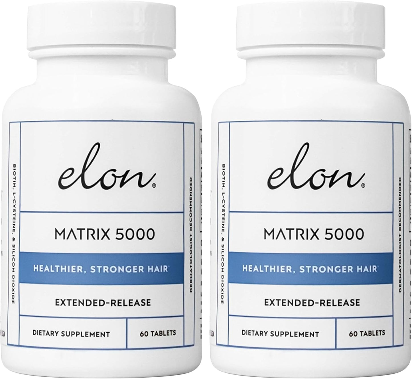 Elon Matrix 5000 - Biotin 5000mcg Vitamins for Hair Growth w/Extended Release - Promotes Healthy & Strong Hair - Pack of 2 (120 Day Supply)