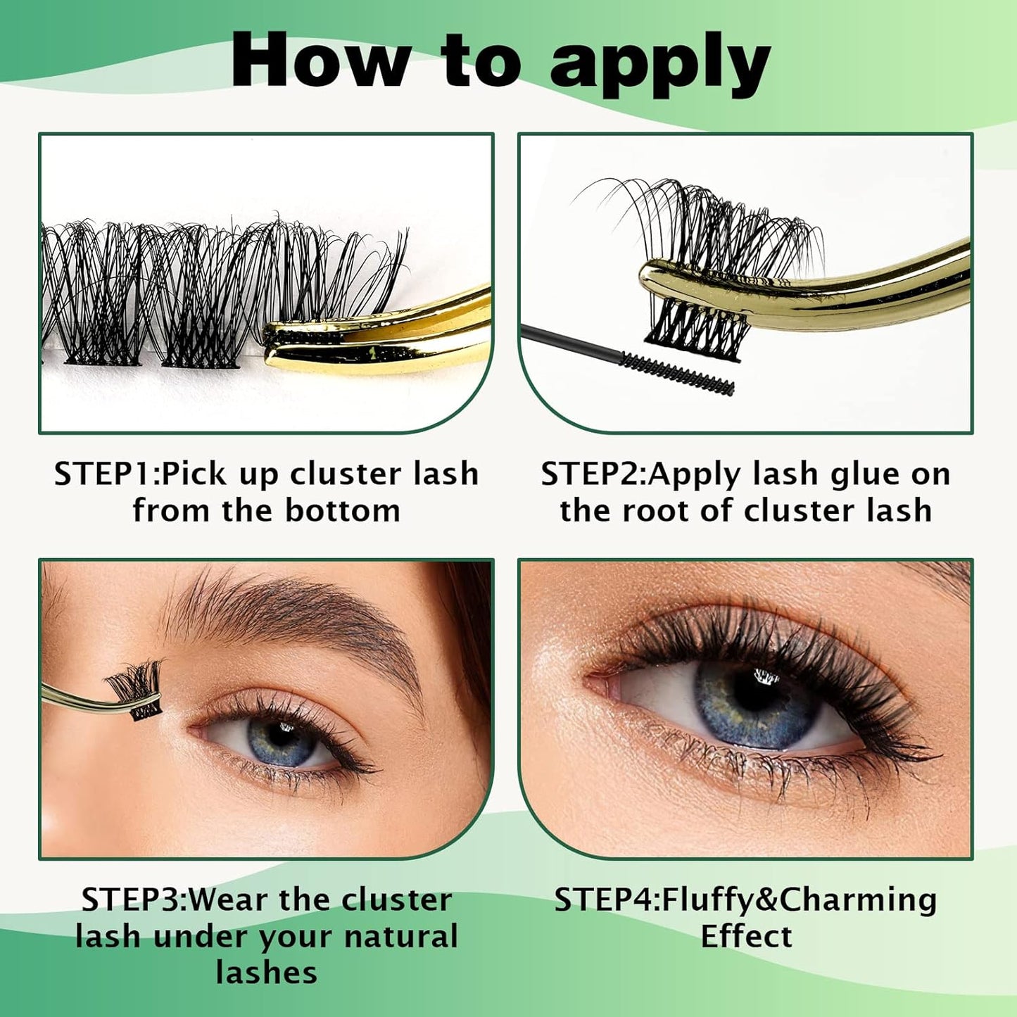 Lash Clusters 96pcs Individual Lashes Y11 D Curl 14mm Cluster Lashes KEYYOU Volume Wispy Lash Extension Soft&Comfortable Easy DIY at Home(Y11 D-14mm)