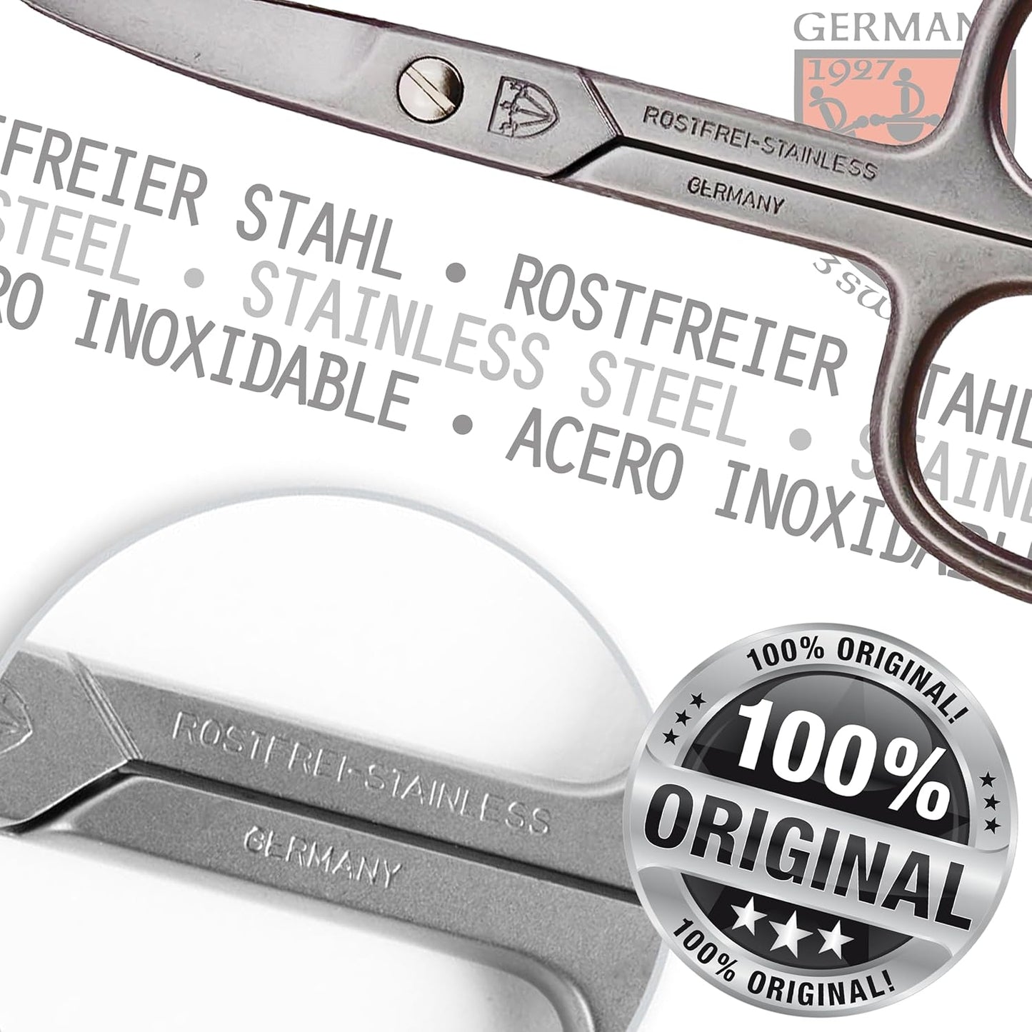 3 Swords Germany - brand quality STAINLESS STEEL INOX STRAIGHT NAIL SCISSORS (1 PIECE) with case for manicure pedicure - nail care by 3 Swords - Made in Germany