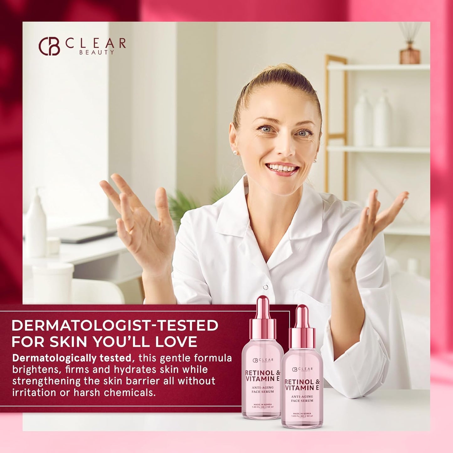 Retinol & Vitamin E Facial Serum – Dermatologist-Tested, Anti-Aging, Hydrating & Revitalizing Korean Skincare – Vegan, Clean Beauty, Cruelty-Free, Sulfate-Free, Non-GMO – 1.69 fl. oz.