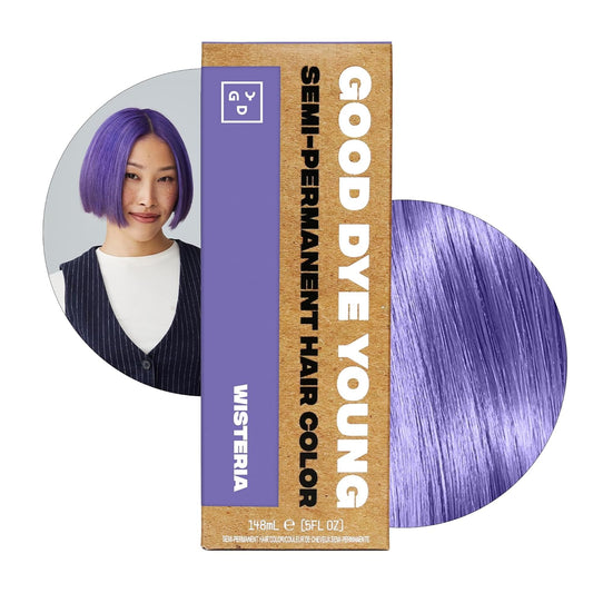 Good Dye Young Semi-Permanent Hair Color, Vegan and Cruelty-Free Purple Hair Dye, Last up to 24 Washes, Non-Damaging Conditioning Hair Color (5FL OZ, Wisteria)