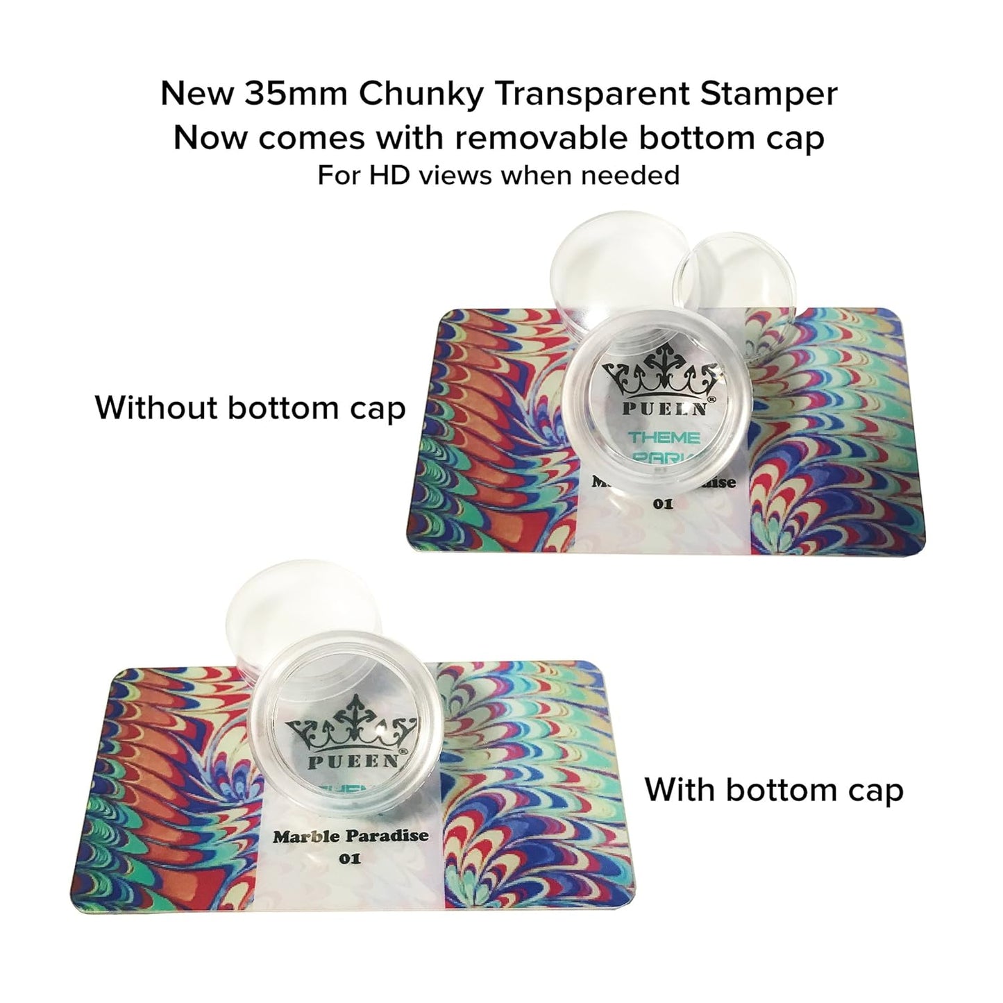 PUEEN 35mm HD Chunky Transparent Soft Stamper and Scraper Set - Nail Art - Stamping Tools - CLEAR - BH000706