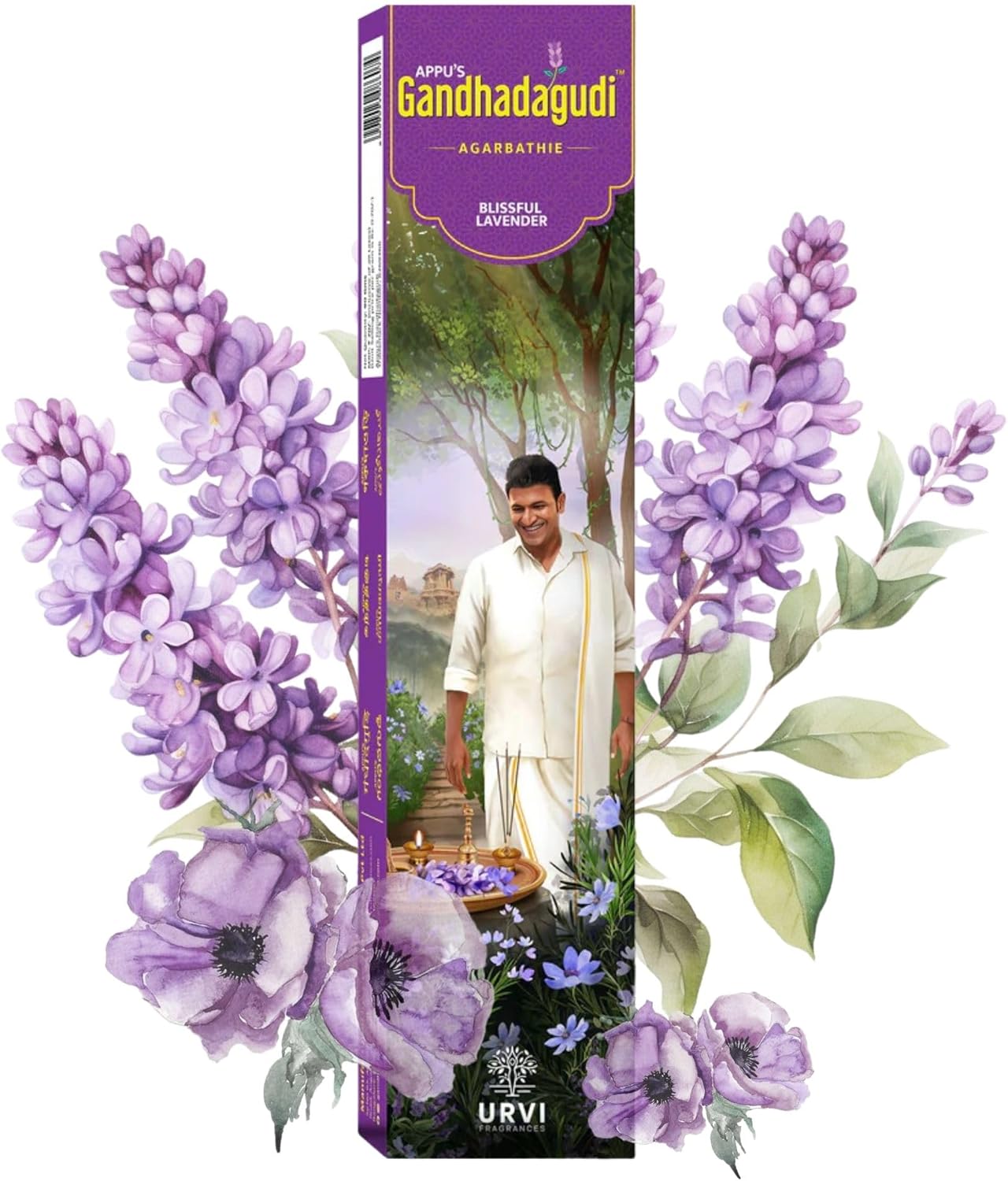 APPU'S Gandhadagudi Blissful Lavender Incense Sticks – 100g | Handmade, Toxin-Free, Long-Lasting Fragrance | Natural Resin Aroma for Meditation, Yoga & Home Use