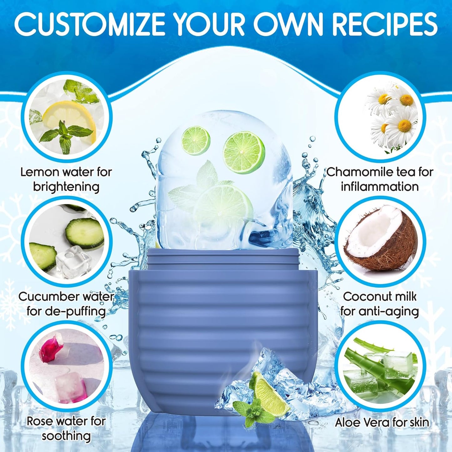 1Pcs Ice Roller for Face, Ice Face Roller, Reusable Silicone Ice Mold for Face, Facial Beauty Ice Roller Skin Care Tools for Shrink Pores Anti Wrinkle Reduce Puffiness (Purple)