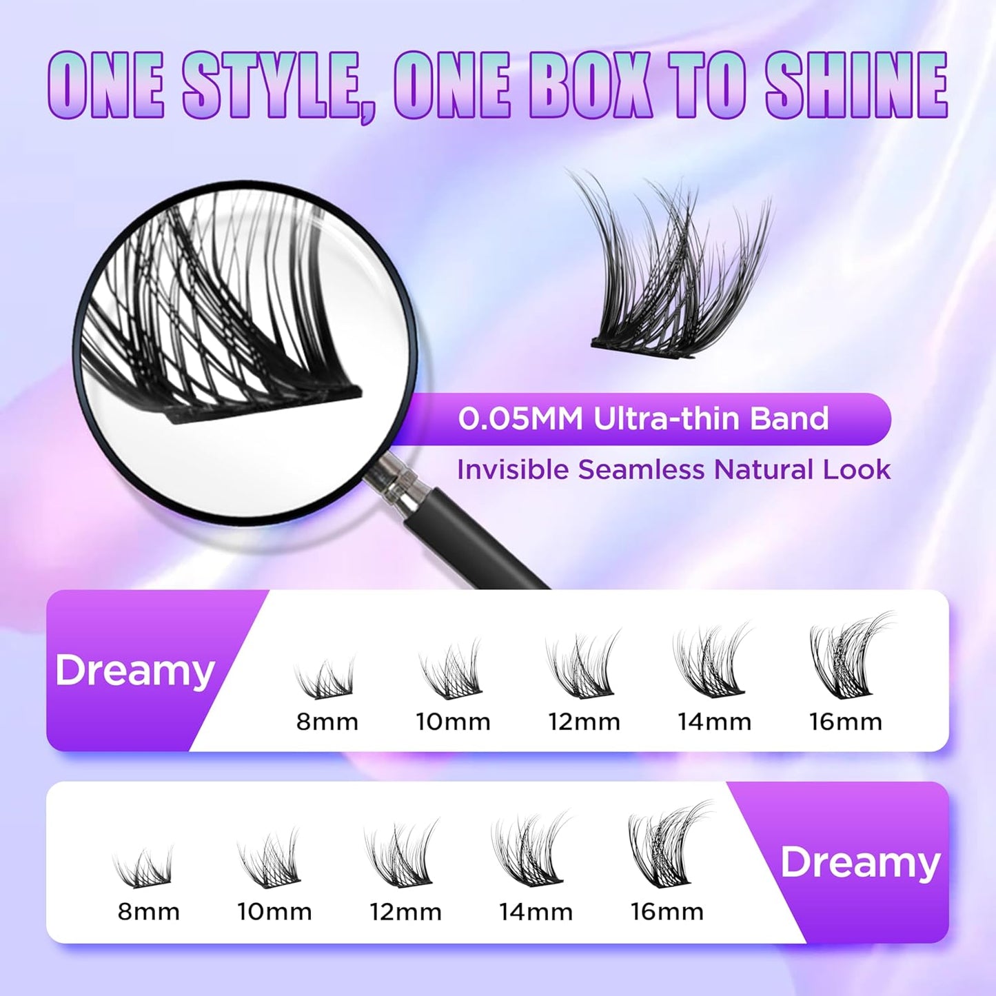 Lash Extension Kit DIY Lash Clusters Kit Eyelash Extensions Individual Lashes Extensions with (Bond,Seal,Tweezers,132Pcs,Dreamy,0.07D,10-16mm)