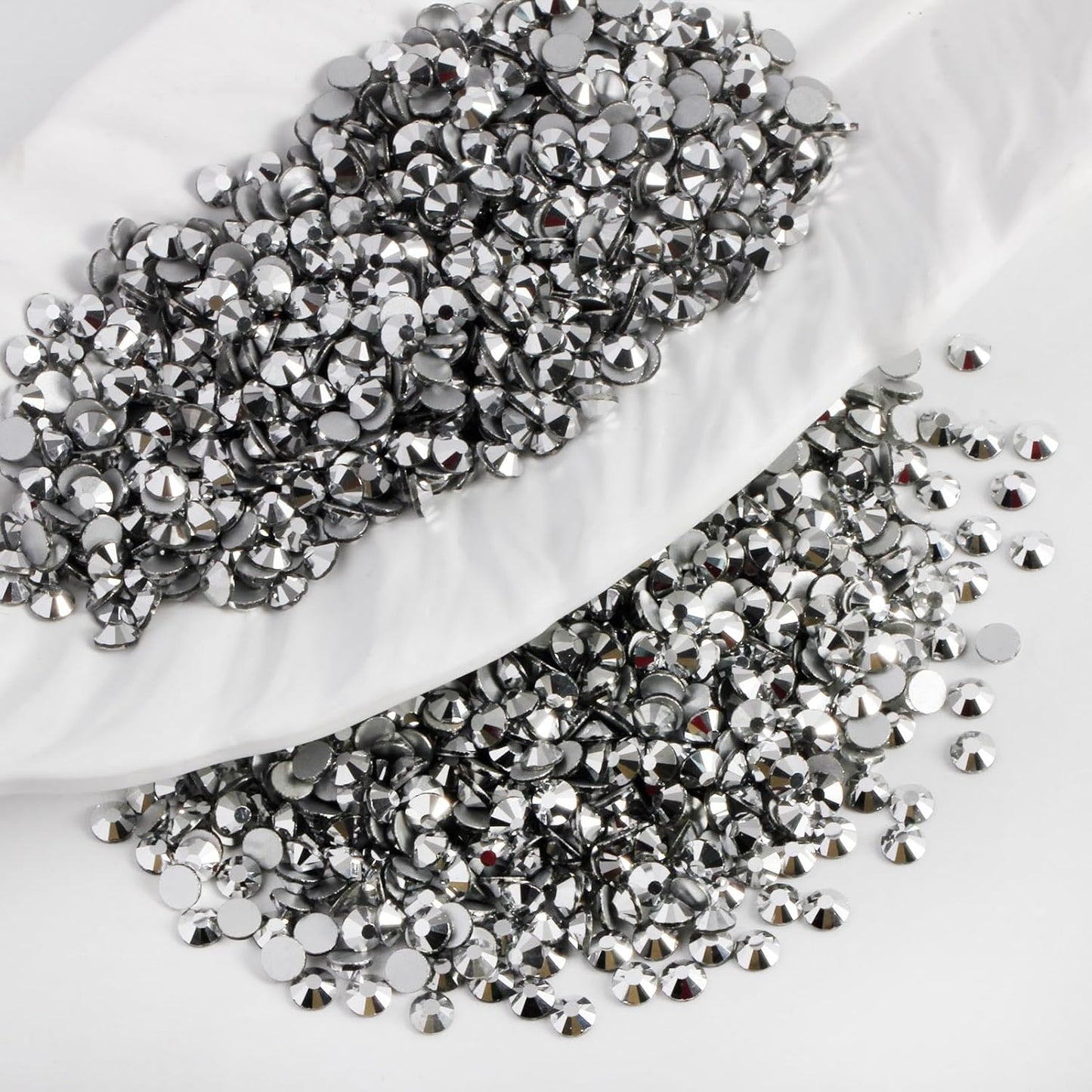 2000 PCS SS16 Flatback Rhinestones,12-Facet Diamond-Cut Glass Gems for Nail Art,Clothing,DIY Crafts,Glue-On Decoration Stones with Silver Backing,Silver Hematite
