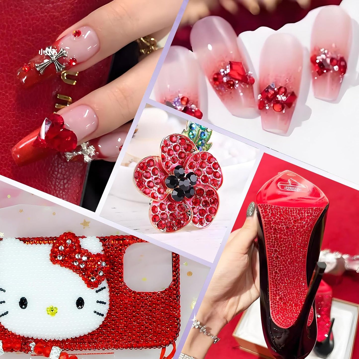 2000PCS SS20 Flatback Rhinestones | 12-Facet Diamond-Cut Glass Gems for Nail Art, Clothing, DIY Crafts |Glue-On Decoration Stones with Silver Backing(Siam)