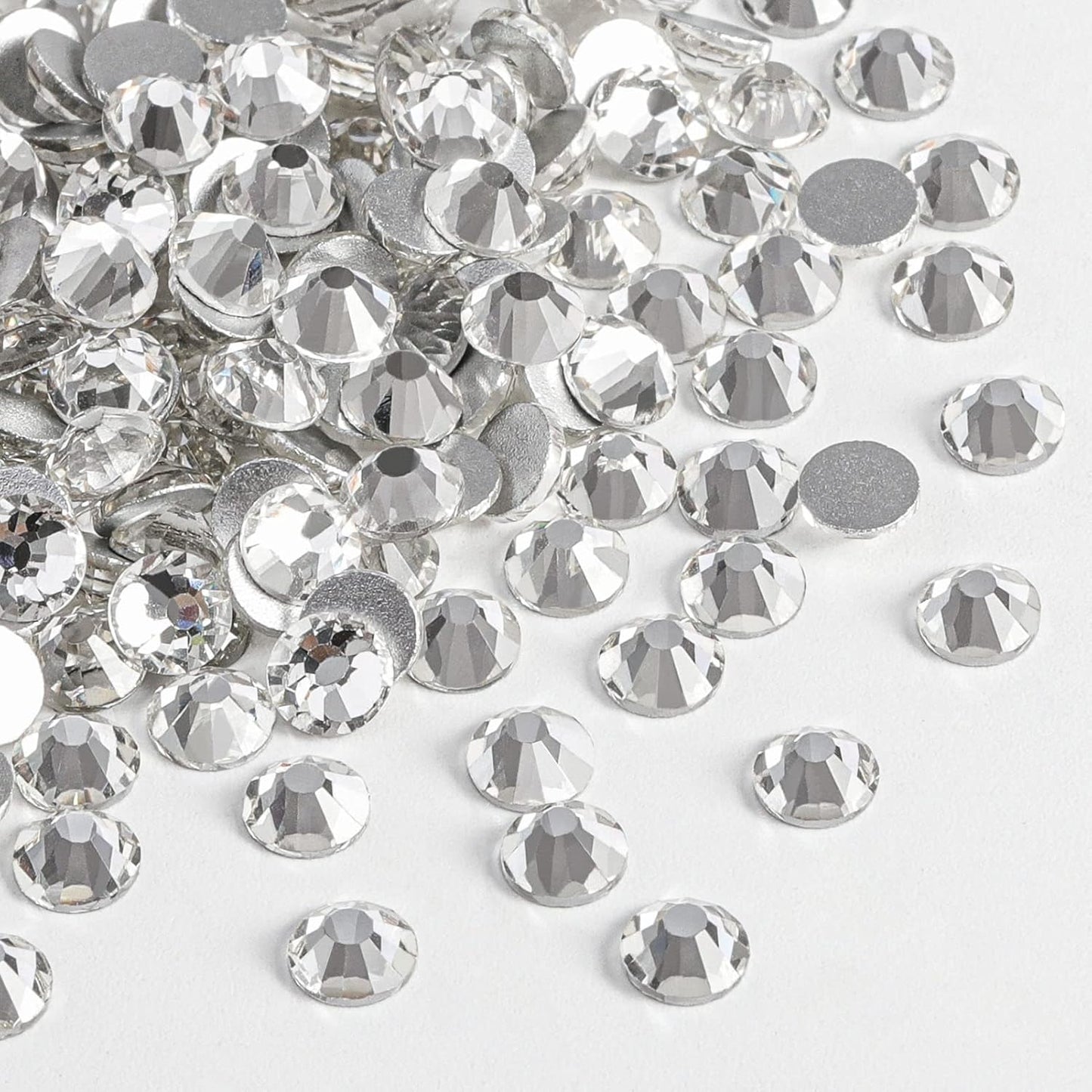 beadsland Flat Back Crystal Rhinestones Round Gems for Nail Art and Craft Glue Fix, Crystal (2.3-2.5mm) SS8/1440pcs