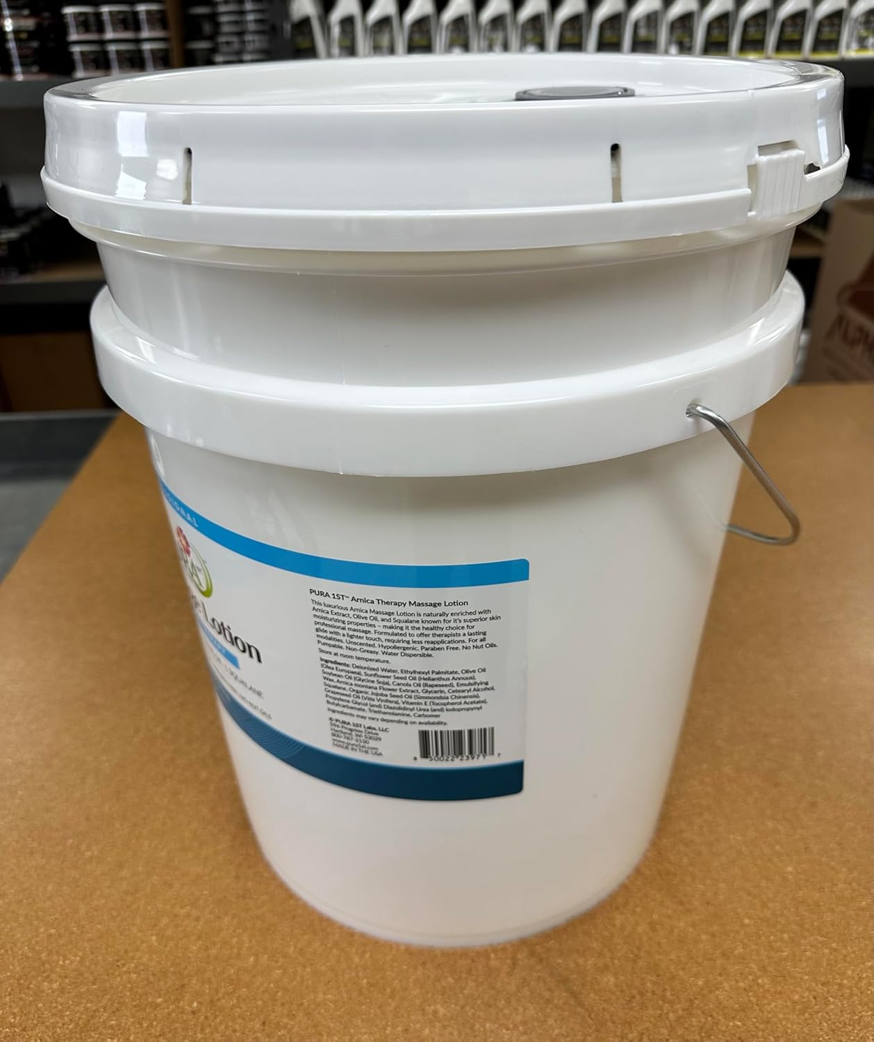 Wellness Professional Arnica Therapy 5 Gallon Massage Lotion, Lotion for Bruising, Olive Oil, Arnica Extract, Unscented, Hypoallergenic, Natural, Skin Moisturizing and Hydrating, Deep Tissue