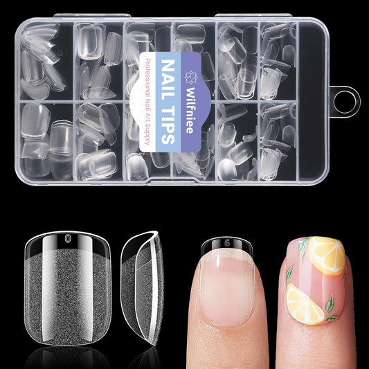 Extra Short Nail Tips Square: 240PCS Pre-shaped Gel Nails Tips Short Square Nail Tips, 12 Sizes Clear Full Cover False Fake Press on Nails for Nail Extensions DIY Home Salon for Women