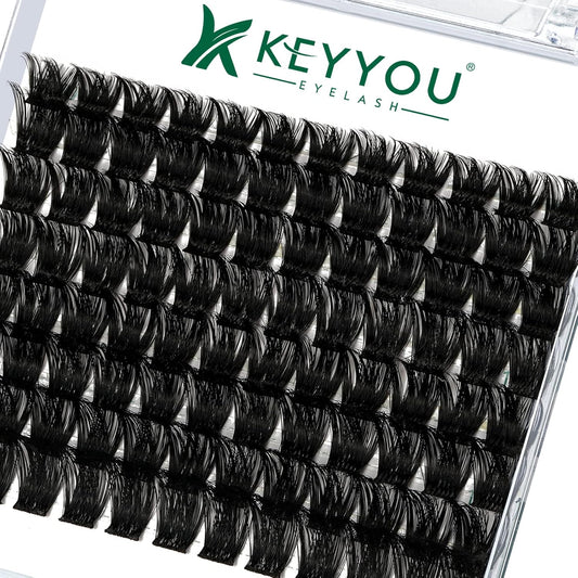 Lash Clusters 96pcs Individual Lashes Y02 D Curl 10-18MIX Cluster Lashes KEYYOU Volume Wispy Lash Extension Soft&Comfortable Easy DIY at Home(Y02,D-10-18MIX)