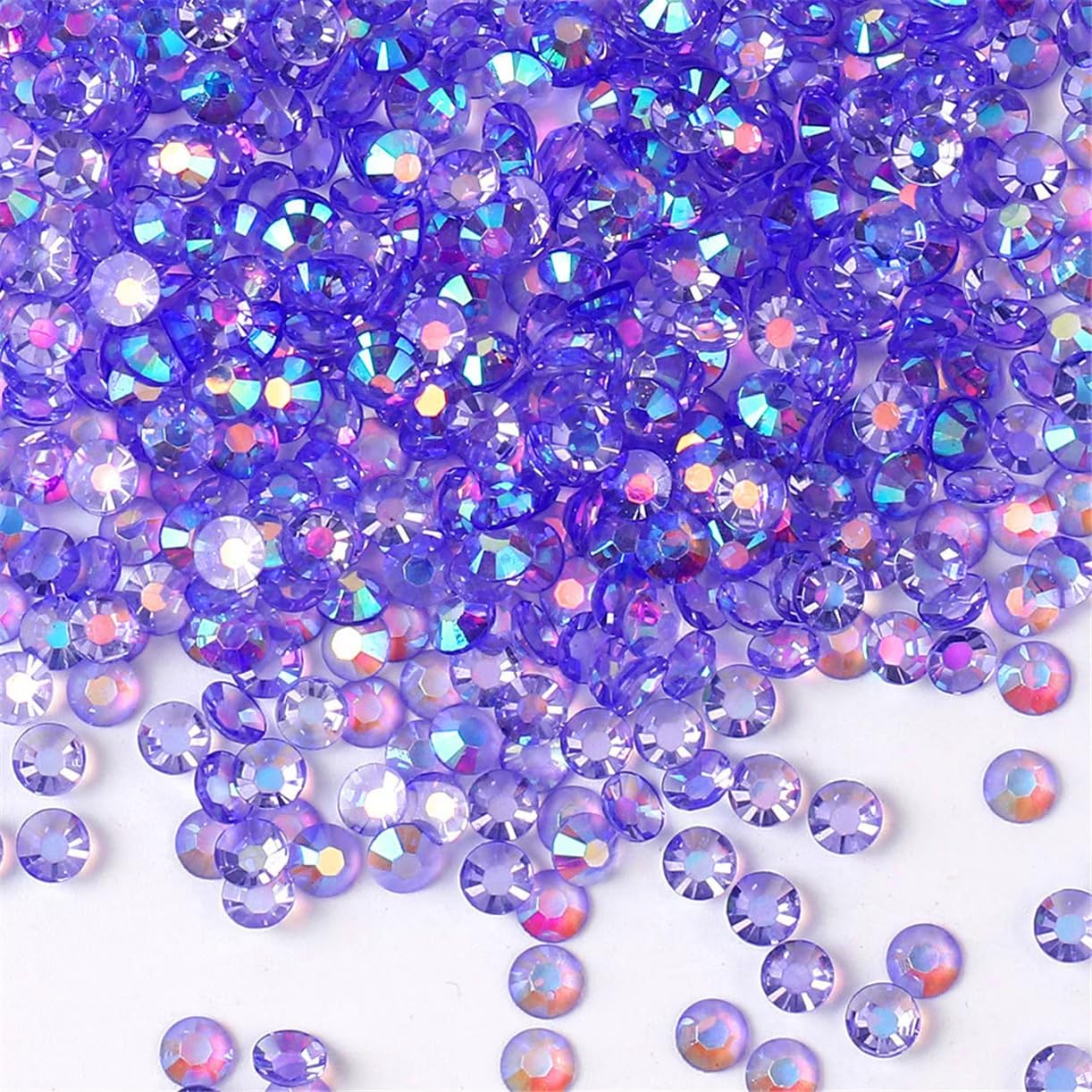 3000 Pieces SS6 2mm Flatback Rhinestones AB Clear Round Gems Crystals for Nail Art DIY Crafts Clothes Shoes Bags （Transparent Light Purple AB）