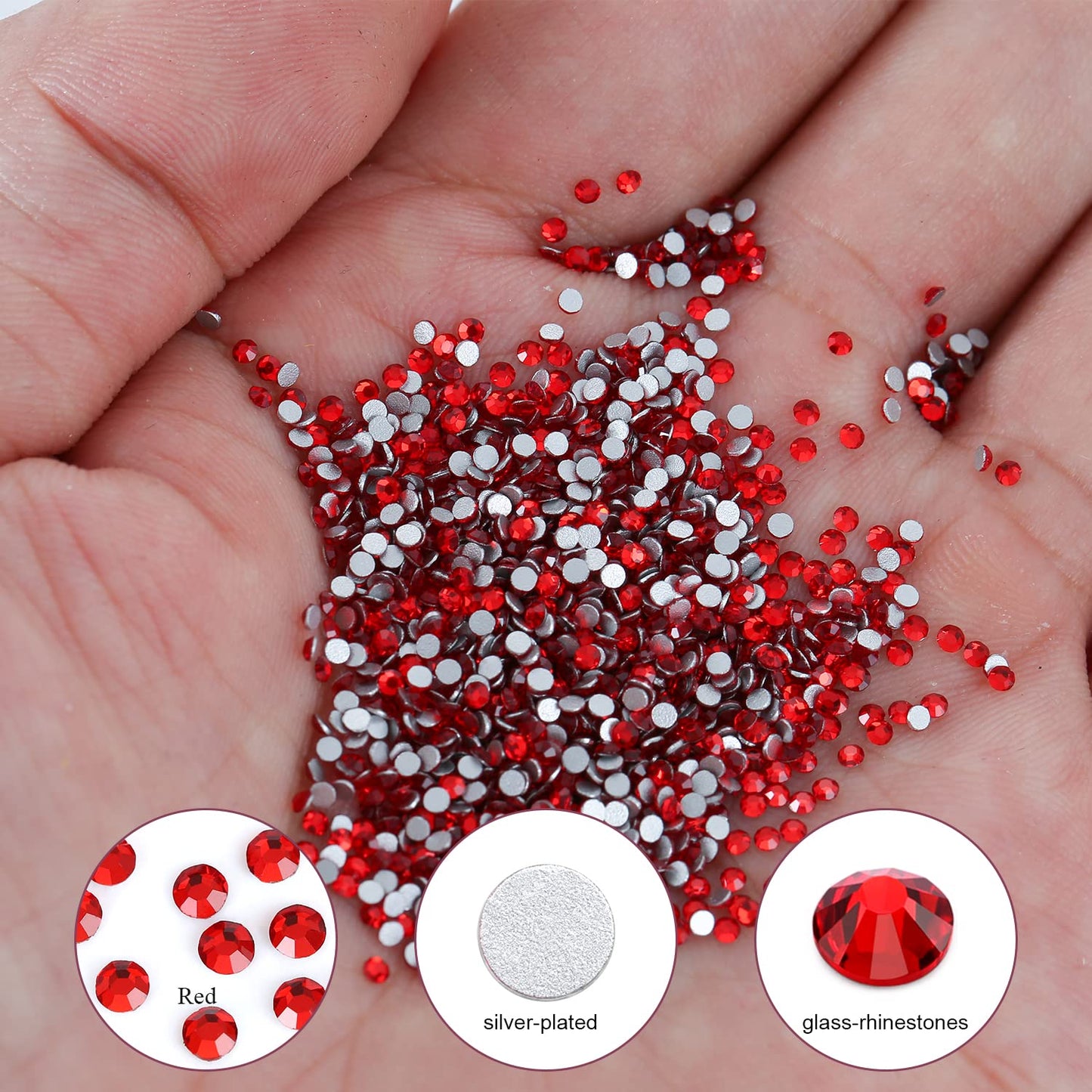 1440Pcs Ruby Red Crystal Rhinestones,Glass Flatback Rhinestones Gemstones Mini for Nail Face Makeup Art Crafts Clothes Decoration -(SS4,1.6mm,Ruby Red)