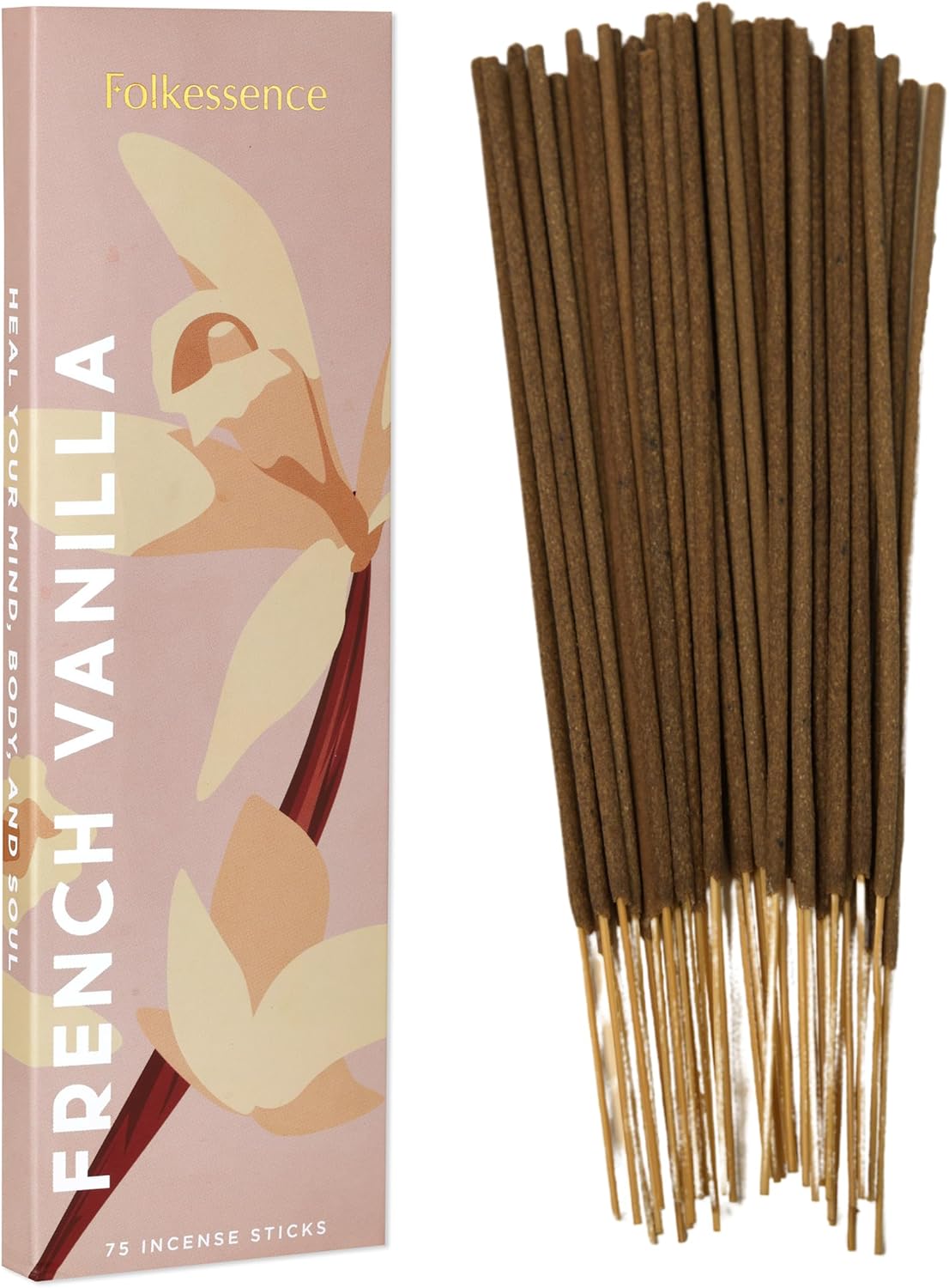 Folkulture Vanilla Incense Sticks | Pack of 75 Fall Insence-Sticks | Vanilla Incents with 45 Mins Burn Time | Fall Scents for Meditation | Organic Insence-Stick, Natural Inscents-Sticks for Relaxing