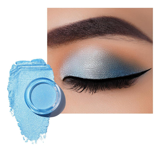 Oulac Blue Cream Eyeshadow also for Highlighter Large Capacity Highly Pigmented Eye Shadow Waterproof &Long Lasting with Moisturizing Formula. Shimmer Glitter Eye Makeup. 6g.(02)