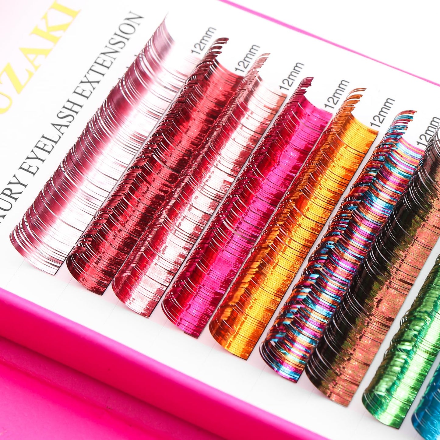 Glitter Spike Tinsel Eyelash Extensions 0.07 Colored Lashes Extension C Curl Lashes 13mm Lash Extensions Soft False Eyelashes Volume Lashes 12 Rows Professional Use(Glitter,0.07-C,13mm)