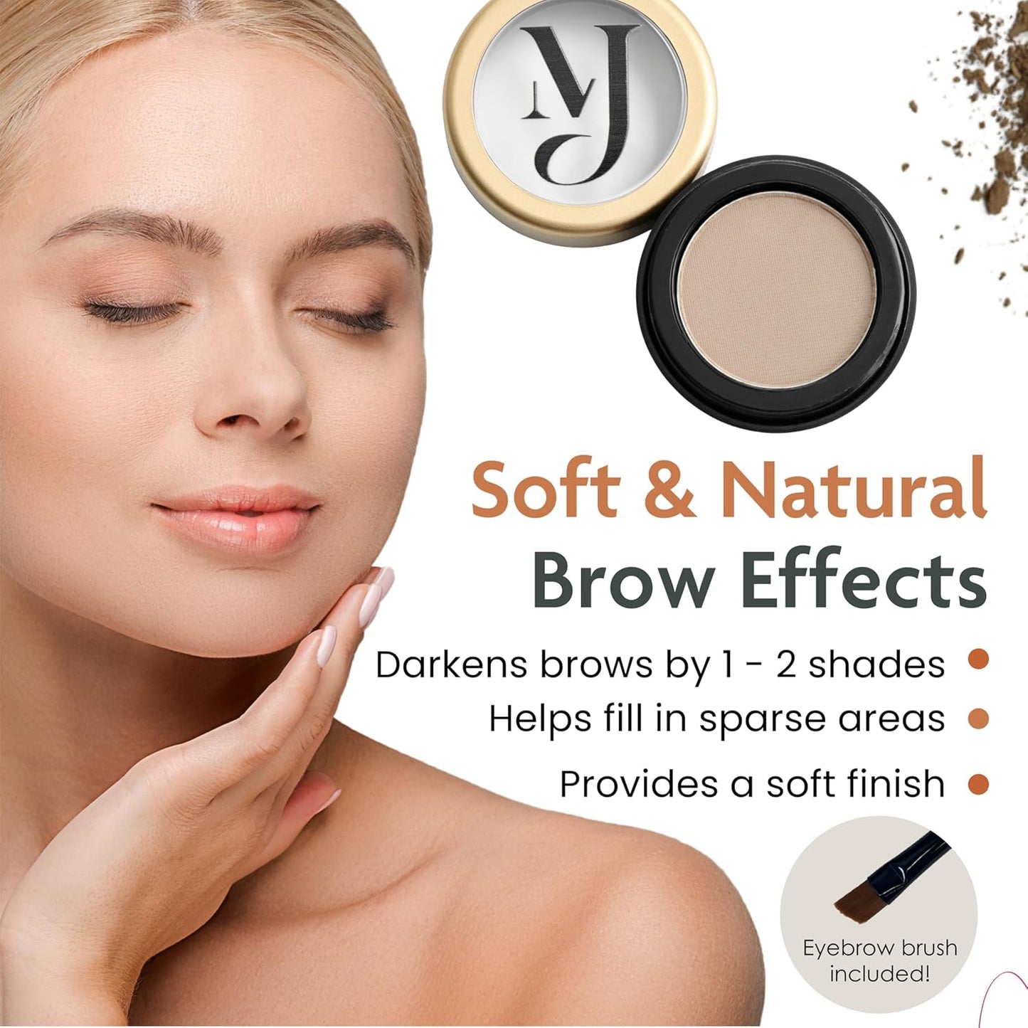Marie-José Light Blond Eyebrow Powder Sand Beige Eyebrow Cake Powder - Effortless All-Day Brow Beauty - Compact Size 0.10oz for Purse or Travel Size - Made in USA