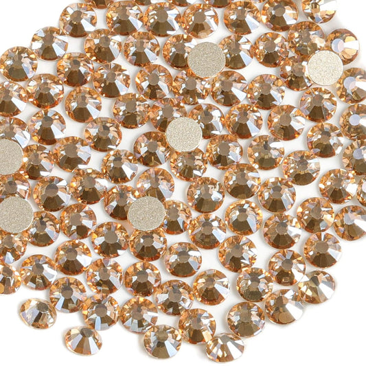 Beadsland 1440 Pieces Flat Back Crystal Rhinestones Round Gems,Golden Shadow,SS3,1.2-1.4mm