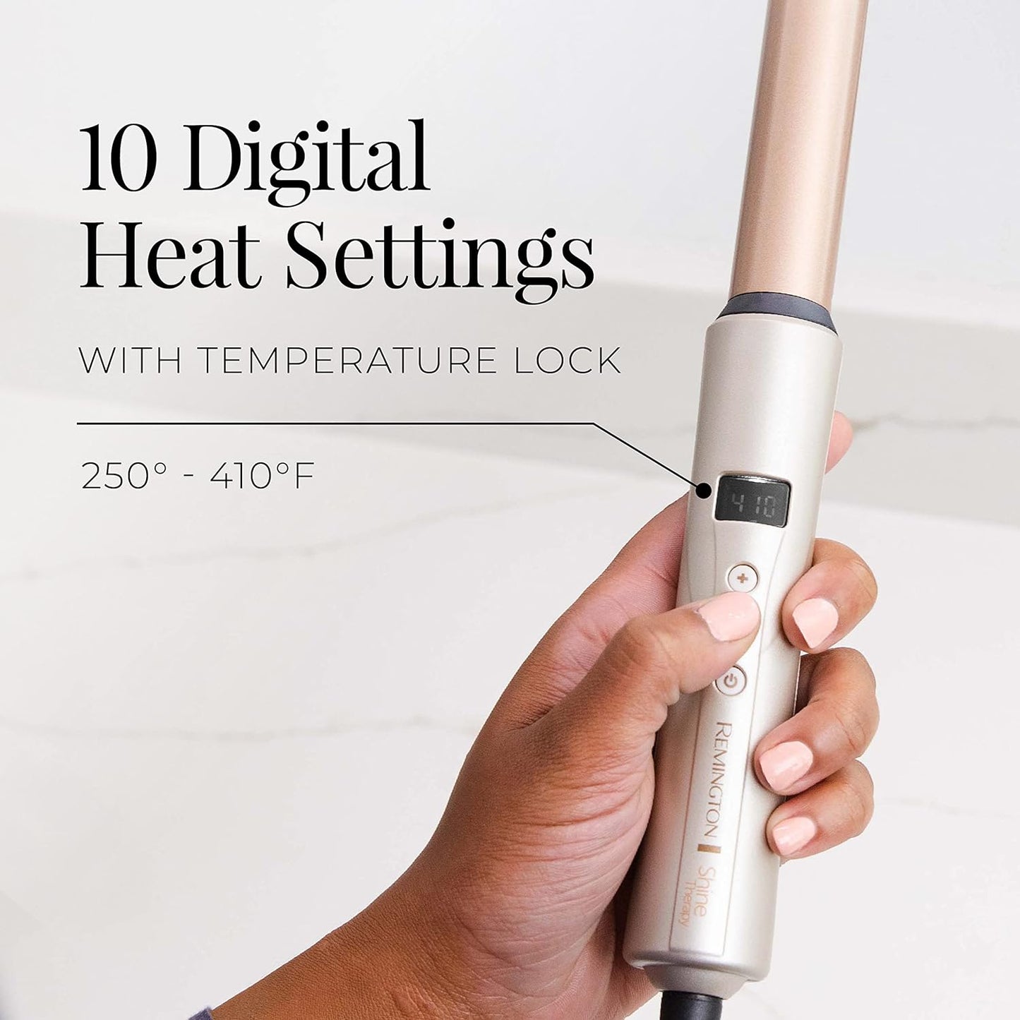 REMINGTON Shine Therapy Argan Oil & Keratin Infused 1 Inch Straight Barrel Curling Wand for Loose Waves, Includes Heat Glove