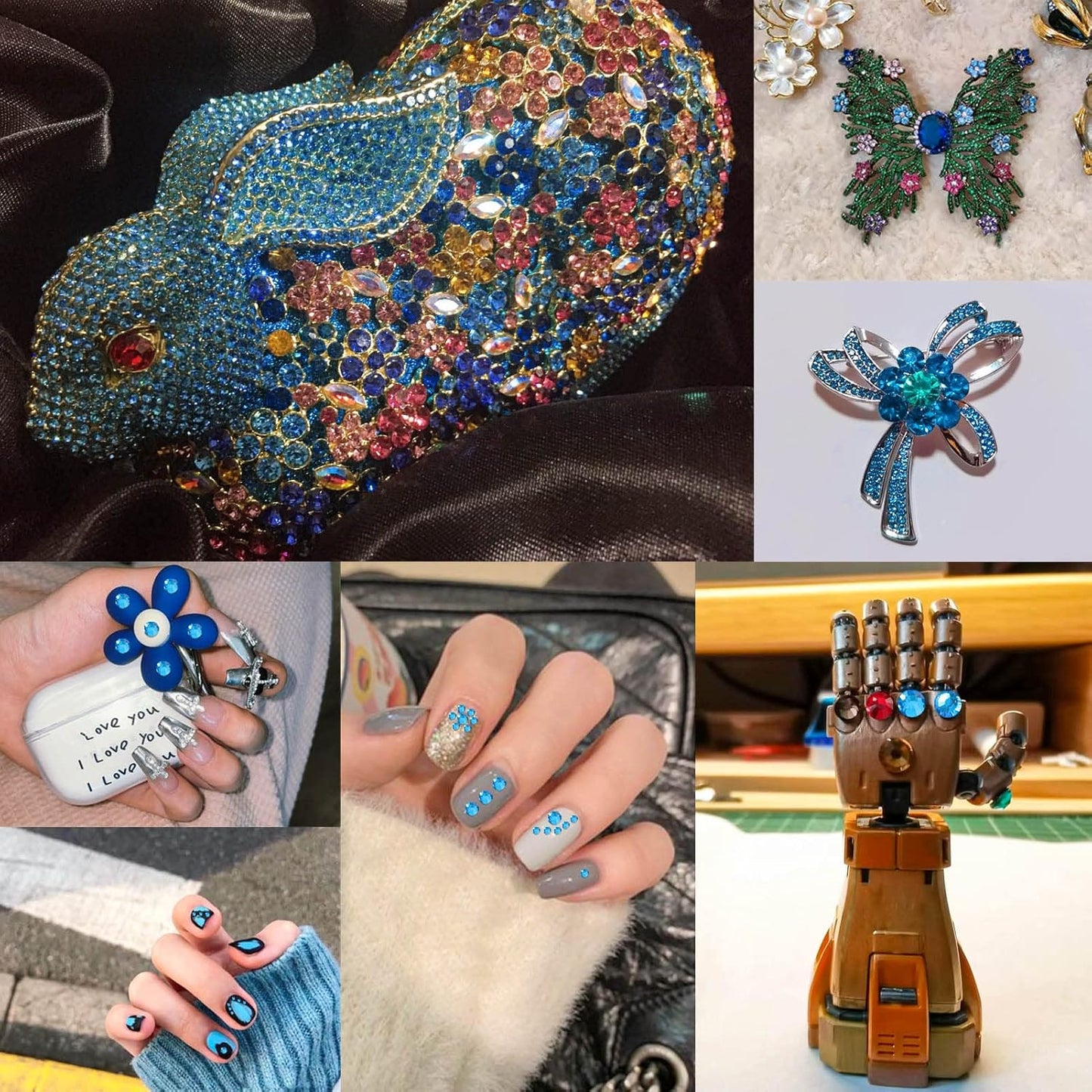 Beadsland 2880pcs Flat Back Crystal Rhinestones Round Gems for Nail Art and Craft Glue Fix,Capri Blue,SS4,1.5-1.7mm