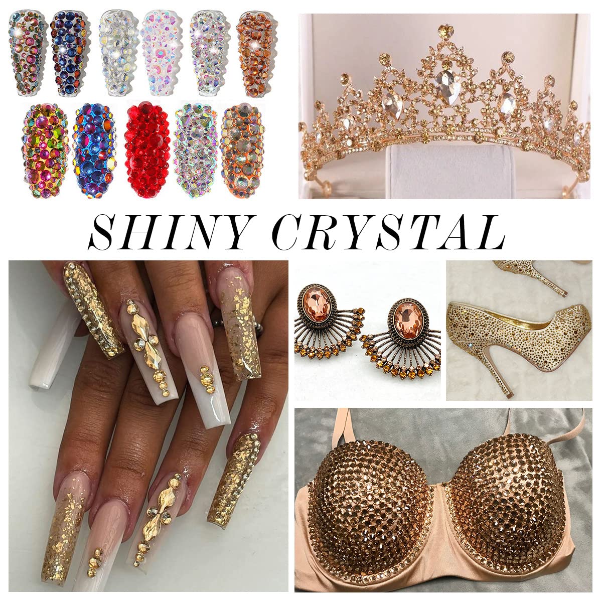 1440Pcs Champagne Crystal Rhinestones,Glass Flatback Rhinestones Gemstones for Nail Face Makeup Art Crafts Clothes Decoration -(SS20,4.8mm,Champagne)