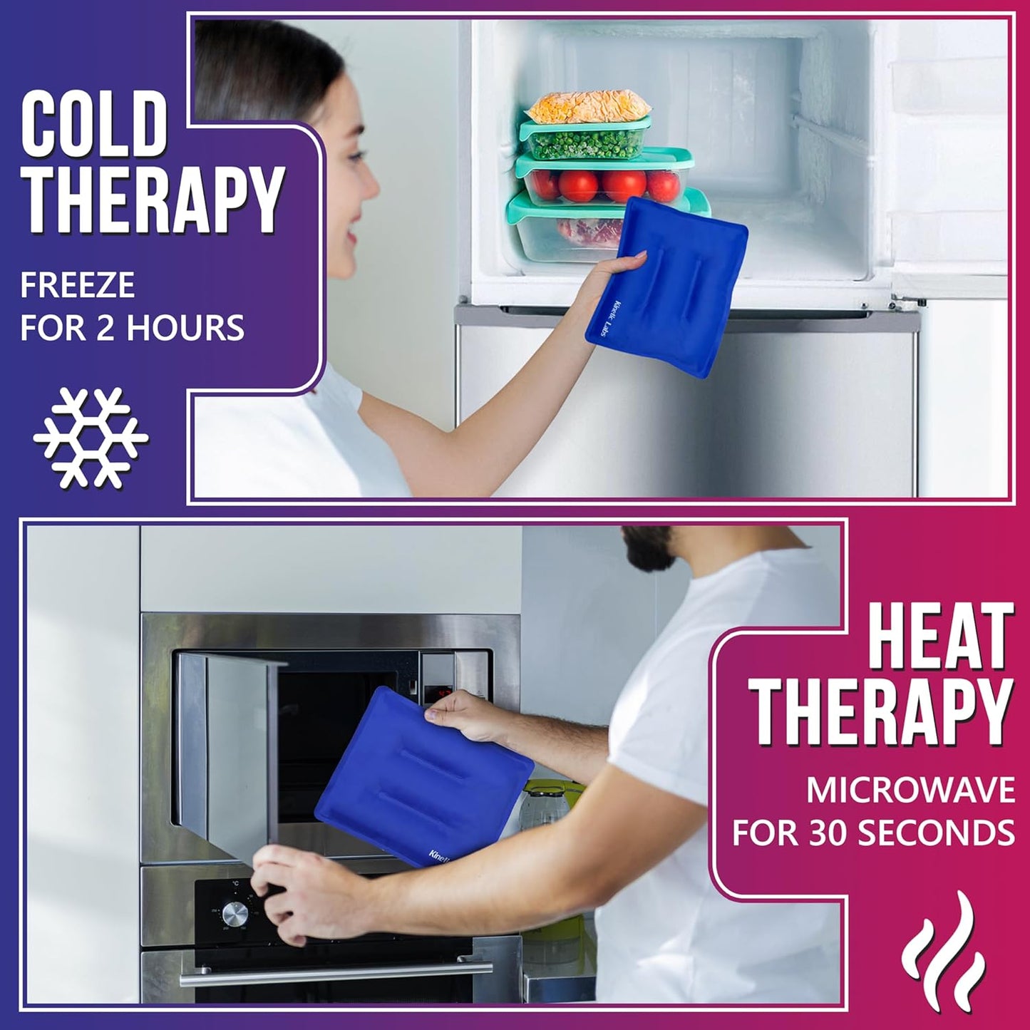 Knee Ice Wrap by Kinetic Labs – Reusable Hot & Cold Gel Pack with Extra Insert – Ice Pack for Knee Injuries, Meniscus, ACL, Tendonitis