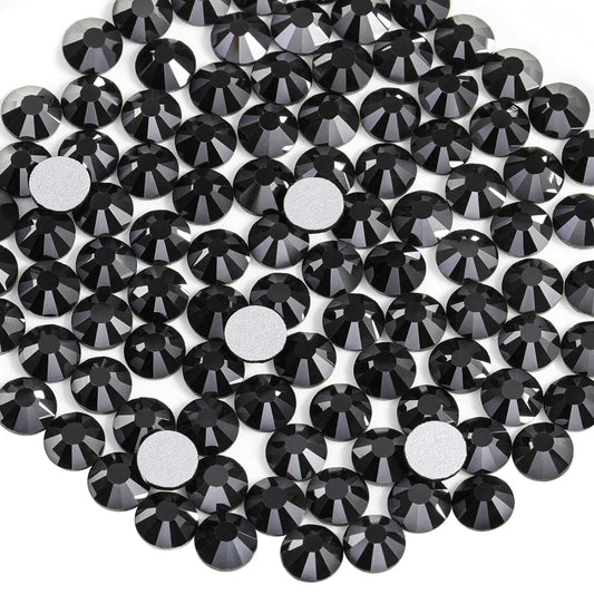 Beadsland 1440pcs Flat Back Crystal Rhinestones Round Gems for Nail Art and Craft Glue Fix, Jet Hematite,SS16,3.8-4.0mm
