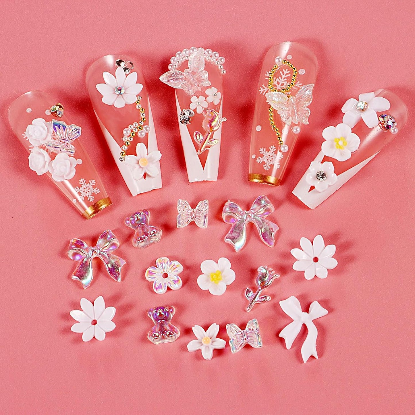 250pc 3D Nail Charms Set - Diverse Shapes & Colors for Acrylic Nails & DIY Crafts (#6)