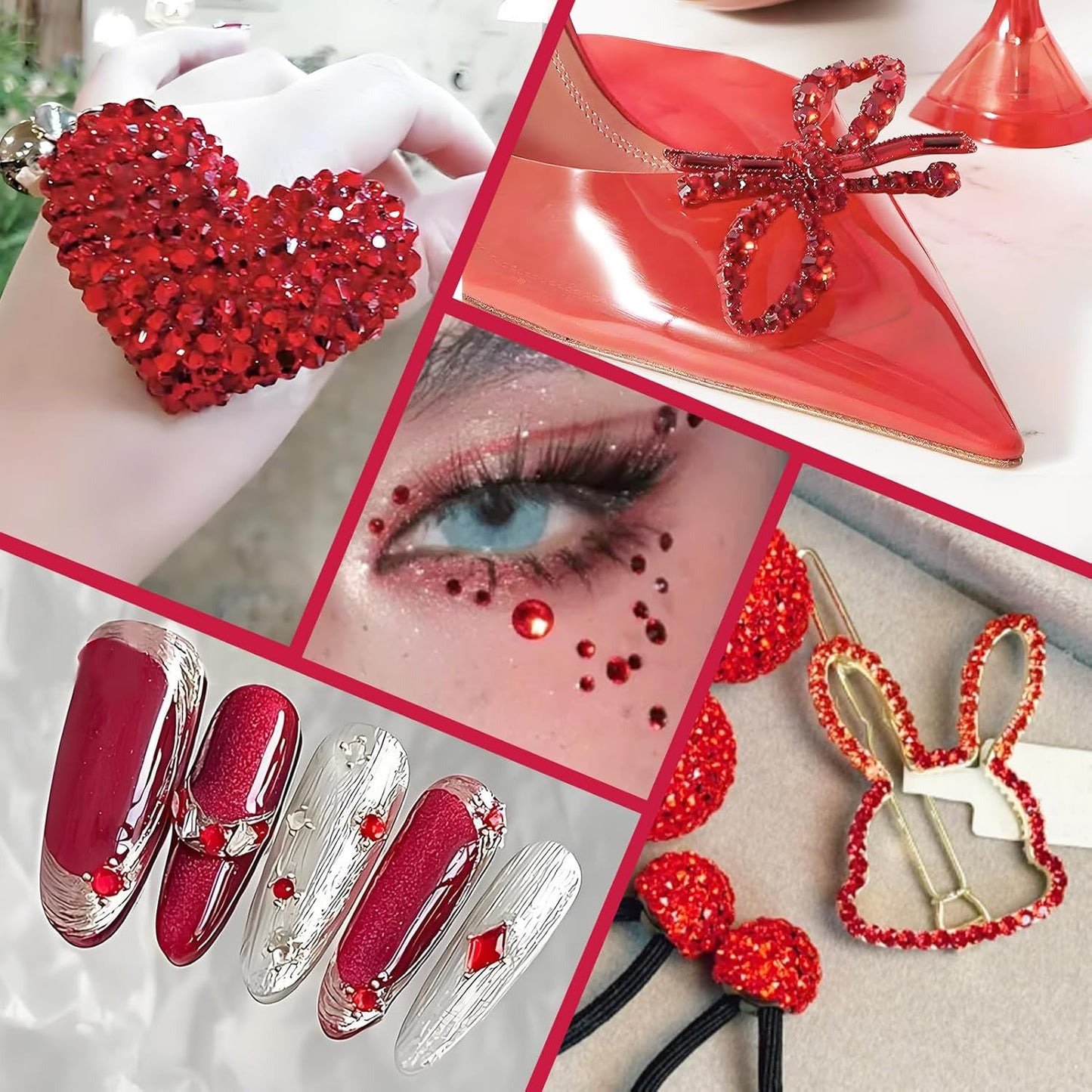 3000PCS SS8 Flatback Rhinestones | 12-Facet Diamond-Cut Glass Gems for Nail Art, Clothing, DIY Crafts |Glue-On Decoration Stones with Silver Backing(Light Siam)