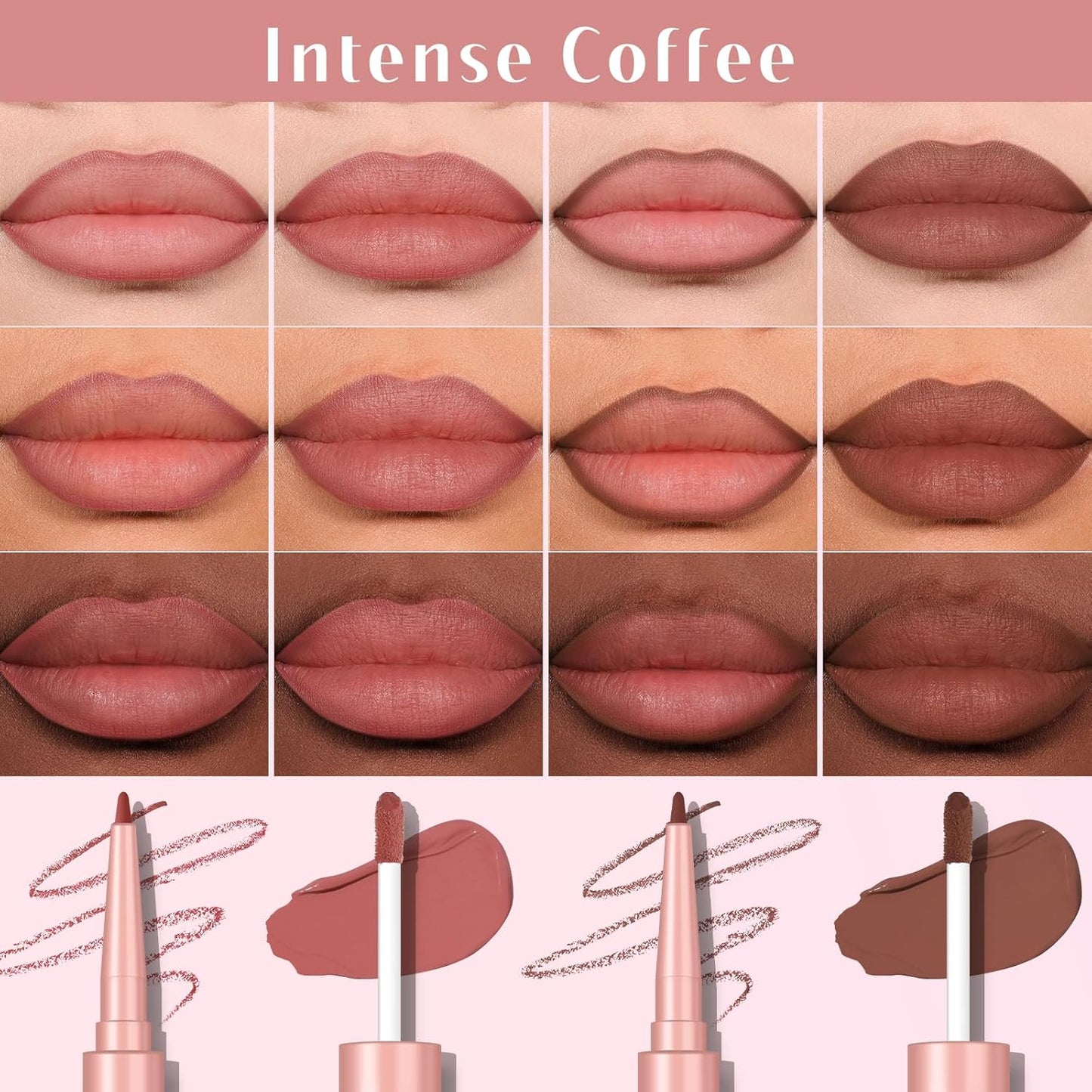 2 PCS Lip Liner and Lip Stain Combo Set, High Pigmented Long Lasting Velvet Lip Tint, Well-Defined Lipliner, Weightless Waterproof Not Animal Tested, Matte Finish Makeup