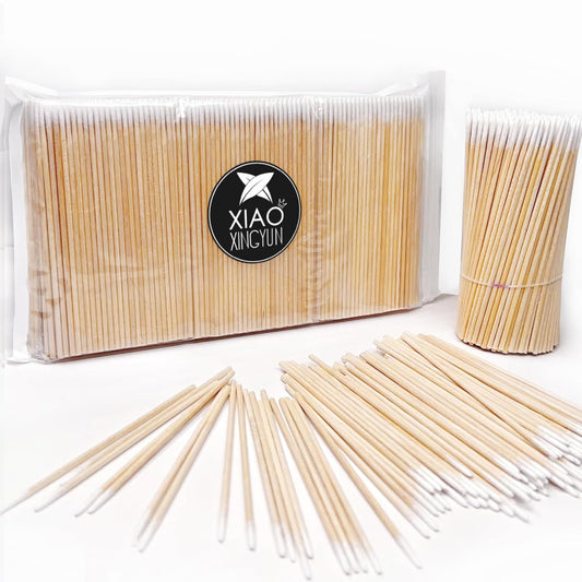 600PCS Pointed Cotton Swabs - Precision Tip Cotton Swabs - 4 Inch Microblading Cotton Swabs - Microblading Cotton Buds for Eyebrow Eyelash Extensions, Makeup, Nails, Tattoo Permanent Supplies, Craft