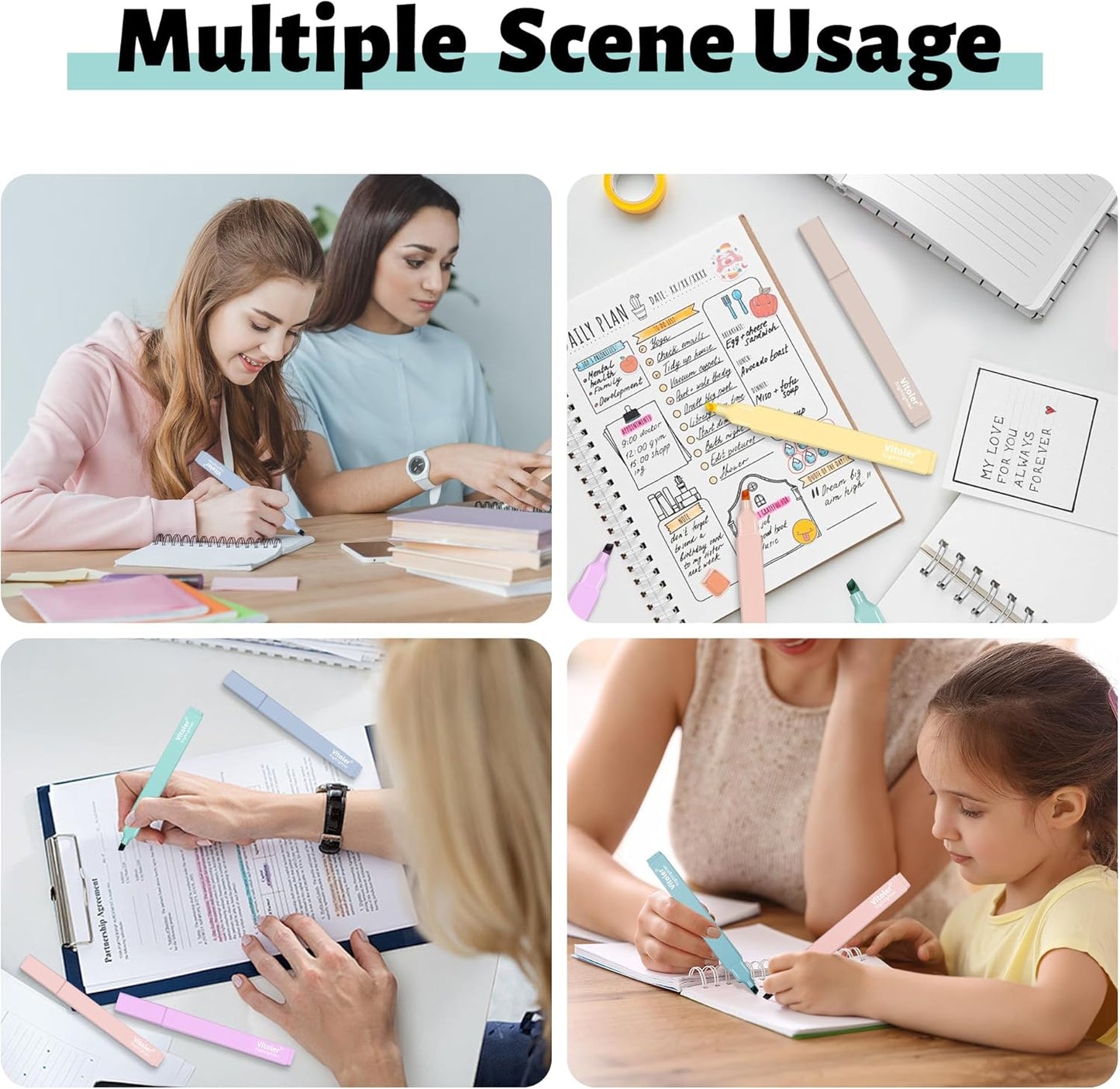 Highlighters, Aesthetic Cute Pastel Highlighters Set, 10 pcs, Chisel Tip, No Bleed Bible Highlighter Assorted Colors, Back to School Supplies