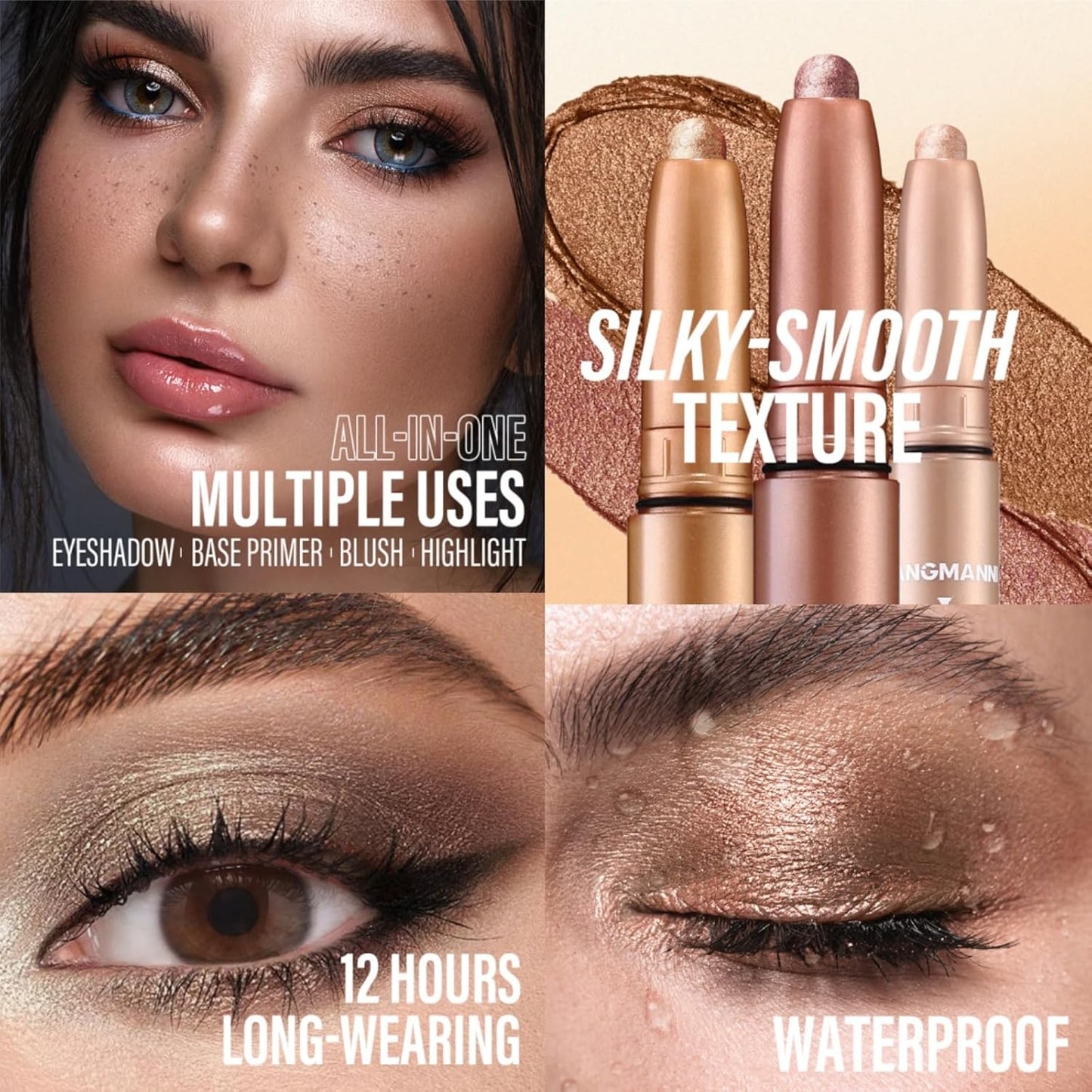 Jolilab Eyeshadow Stick Set, 8 Colors Matte Professional Bright-Colored Contouring and Highlight Eyeshadow Stick, Cream Waterproof Long Lasting High Pigmented Eye Shadow (2, 08+10)