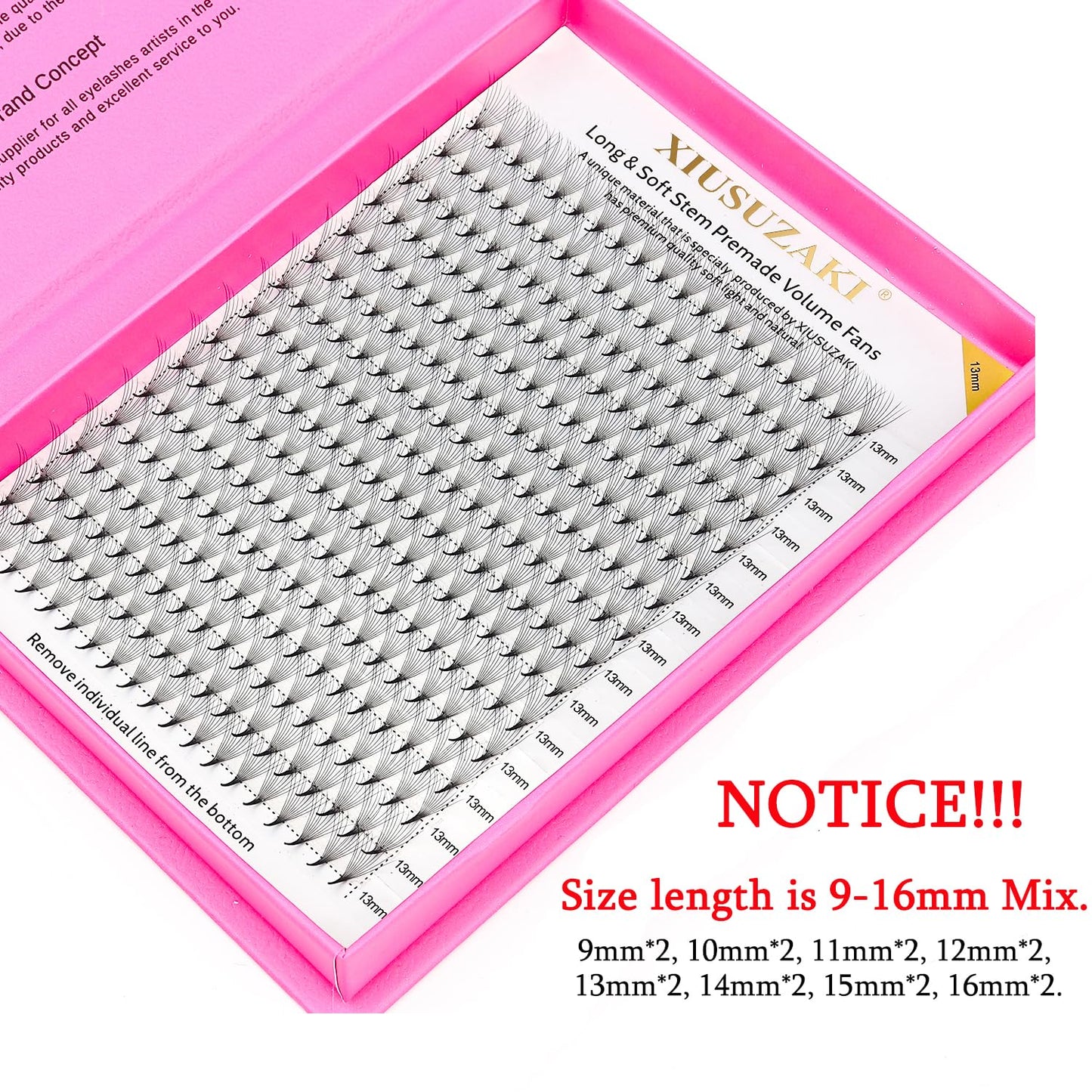 Premade Fans Eyelash Extensions 14D Volume Lash Extensions 0.05 Thickness Eyelash Extension C Curl Premade Lash Fans Mix 9-16mm Fluffy Soft Handmade Lash Fan(14D-0.05-C,9-16mm)