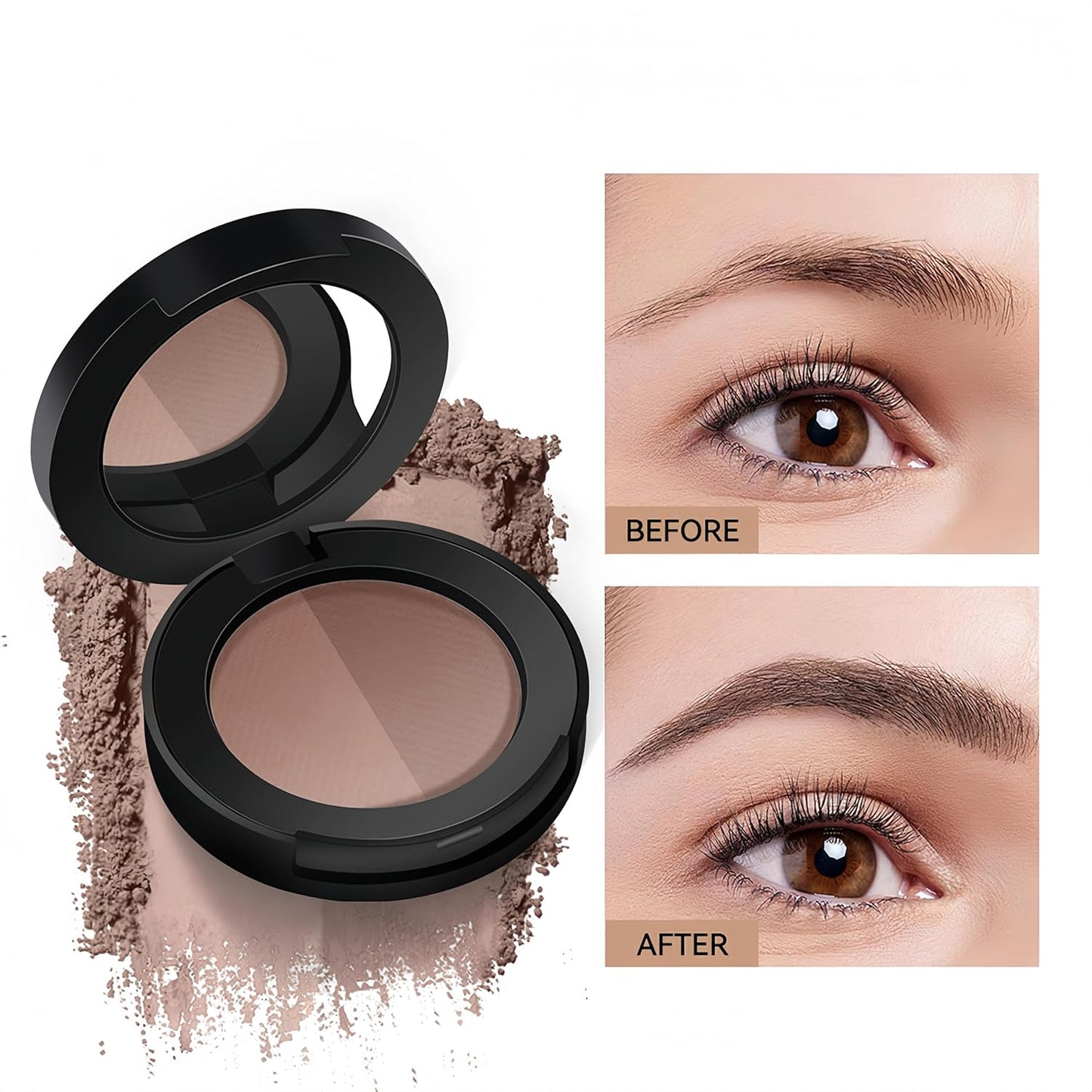 MAEPEOR Brow Powder Duo 6 Colors Natural Smooth Eyebrow Powder Professional Brow Contour Palette for Filler Defined & Sculpt (05 Ebony)