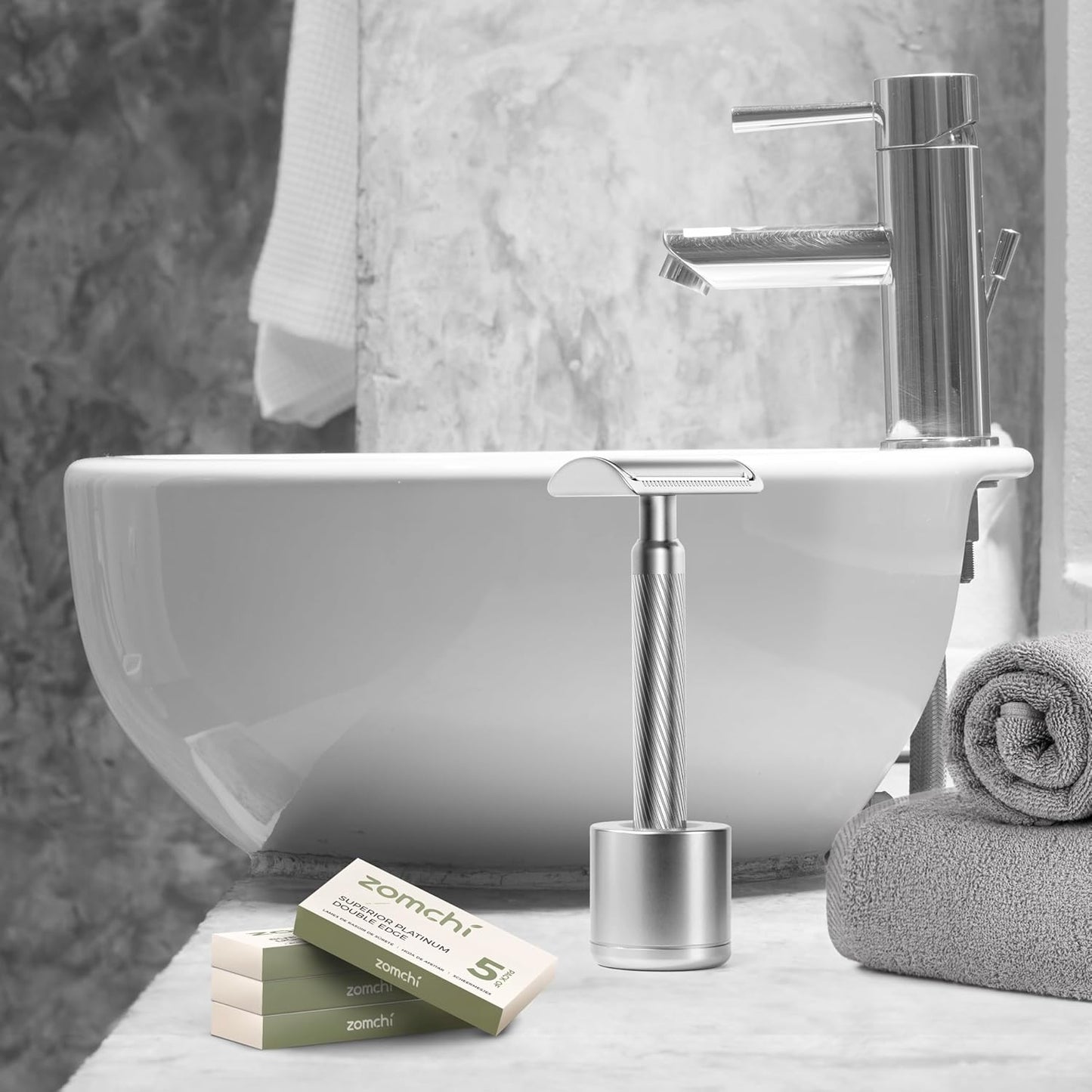 Zomchi Double Edge Razor Blades 2.0, 100 Counts Safety Razor Blades for Shaving, Platinum Stainless Steel Shaving Blades for Men and Women, Fits All Standard Double Edge Razors