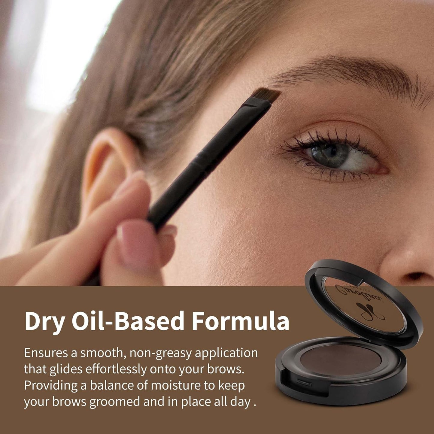 Brow Wax Pomade in Dark Shade - Plant-Based Vegan, Non-GMO, Paraben-Free - Dry Oil Based Pomade for Defined Eyebrows - 0.88oz