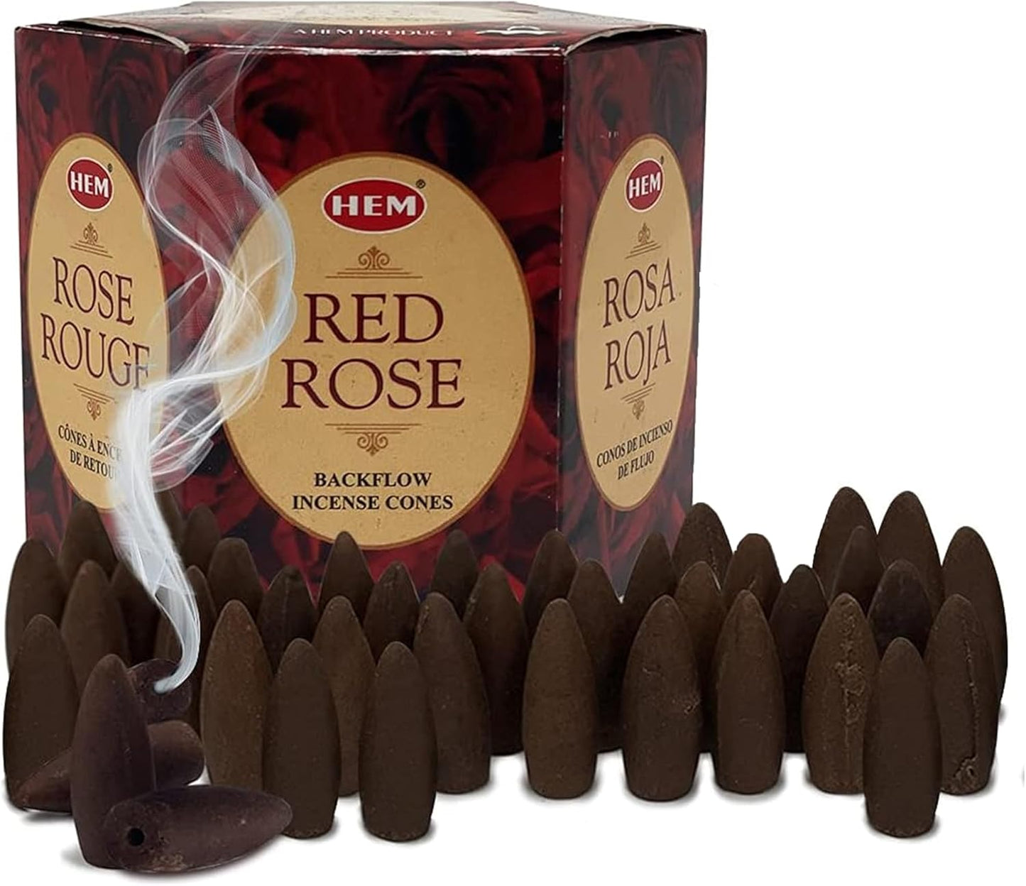 TRUMIRI Red Rose Incense Cones for Waterfall - 40 Pieces (2 Sets of 20)