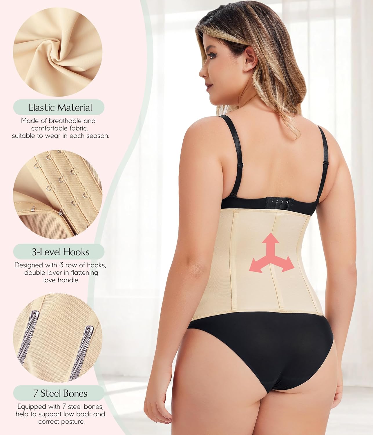 MERYOSZ Waist Trainer Corset Zipper Tummy Control Shapewear Breathable Waist Cincher for Women Body Shaper Sport Girdle