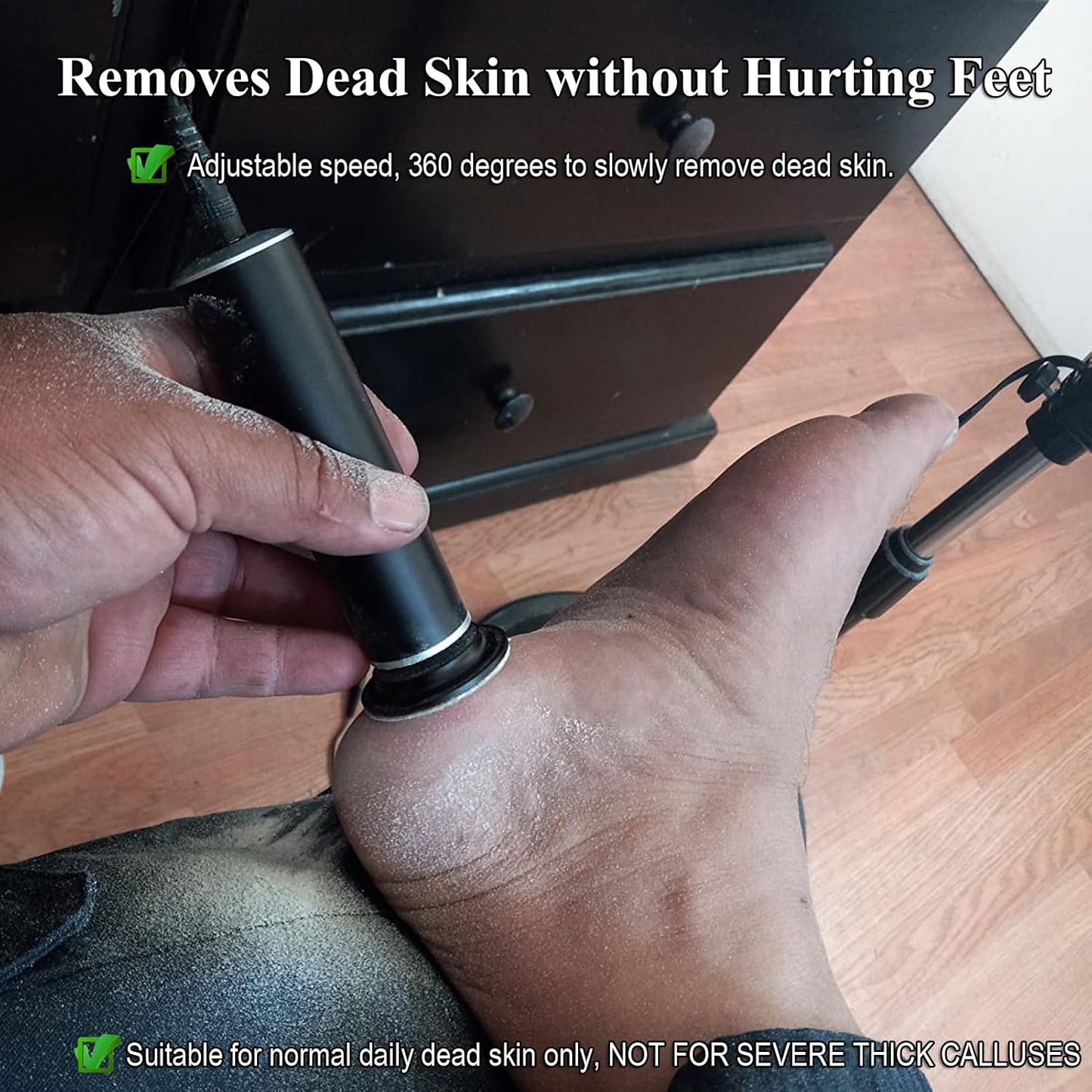 Electric Callus Remover Foot Scrubber, Adjustable Speeds Electric Foot File Sander Grinder Pedicure Tools for Feet Dead Skin Remover with 60 Replaceable Sandpaper Discs, Black